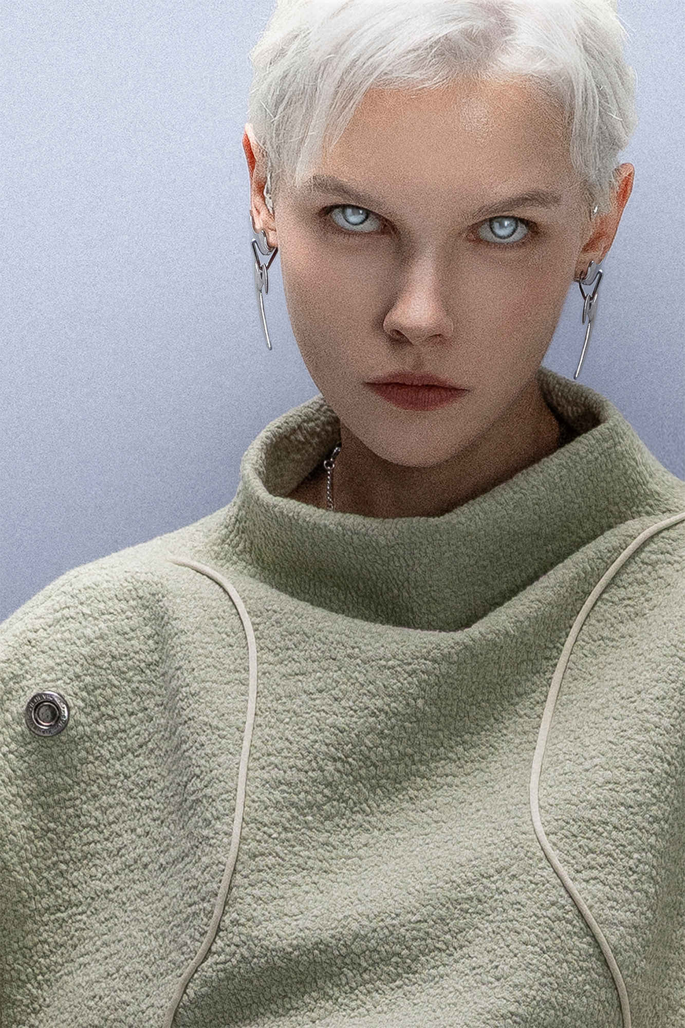 XIPHEVIL Fleece-Panel Saber-Sleeve Sweatshirt Green