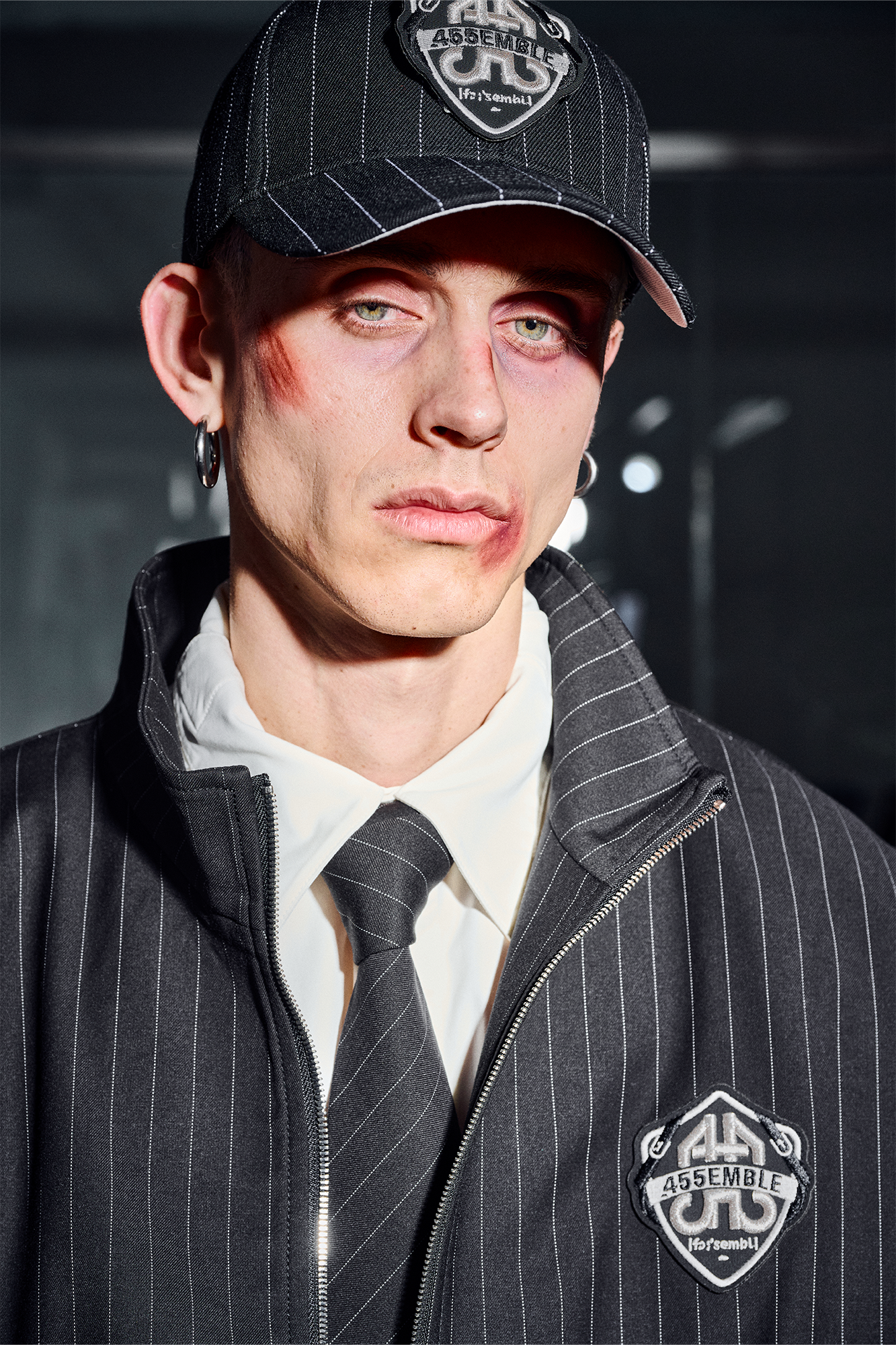 455EMBLE Pinstripe Badge Wool-Blend Blouson Jacket