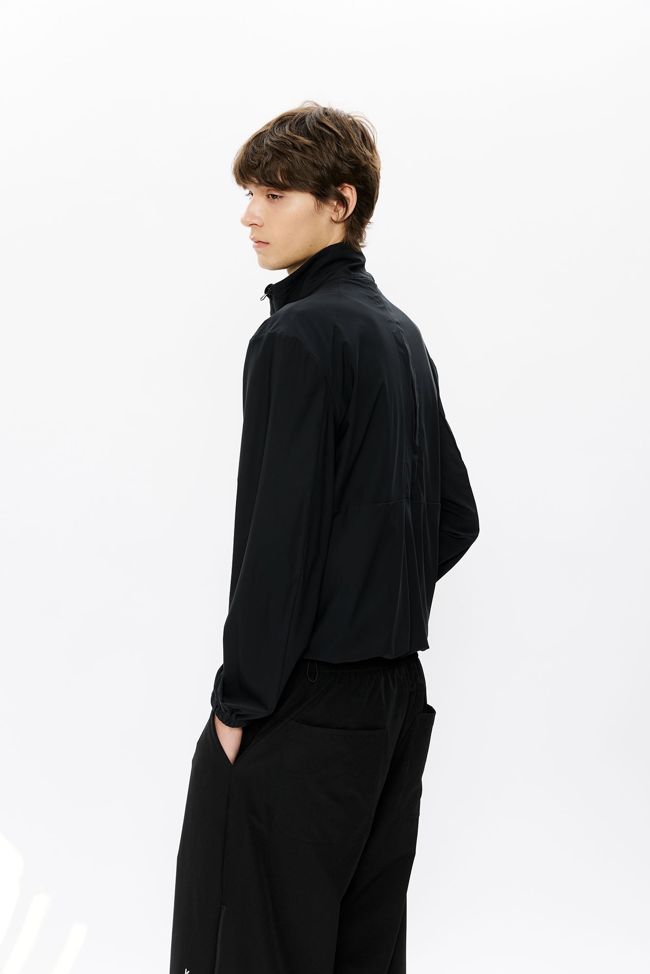 KREATE Asymmetrical Double-Zip High-Neck Hooded Jacket