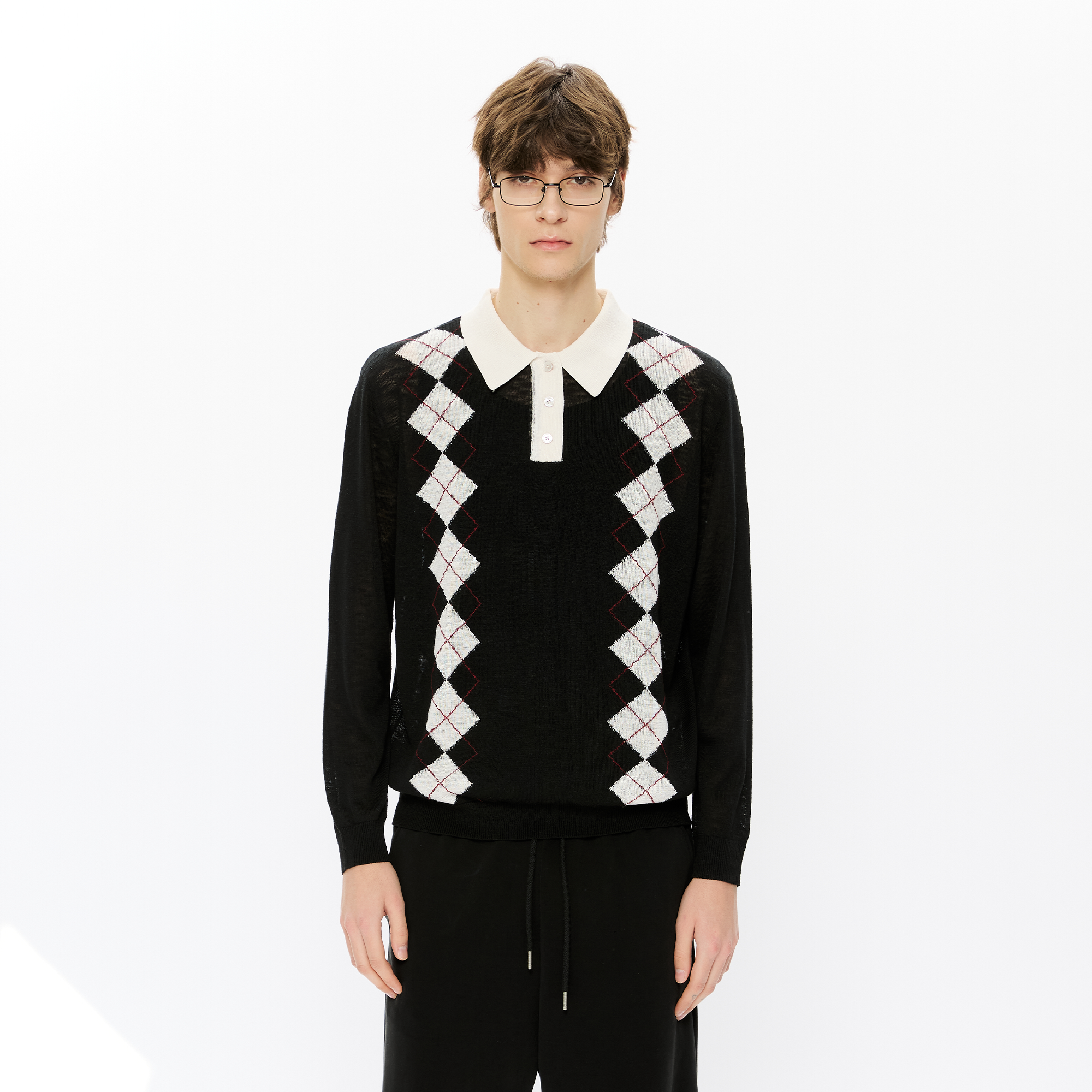 KREATE Retro Argyle Polo Sweater, premium urban and streetwear designers apparel on PROJECTISR.com, KREATE