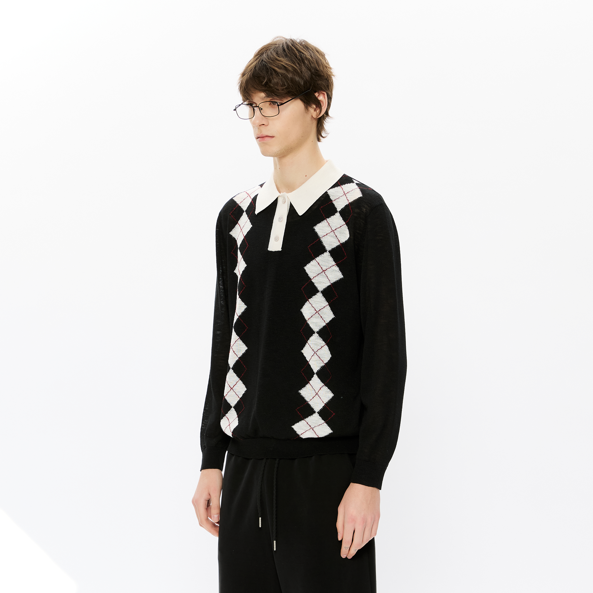 KREATE Retro Argyle Polo Sweater, premium urban and streetwear designers apparel on PROJECTISR.com, KREATE