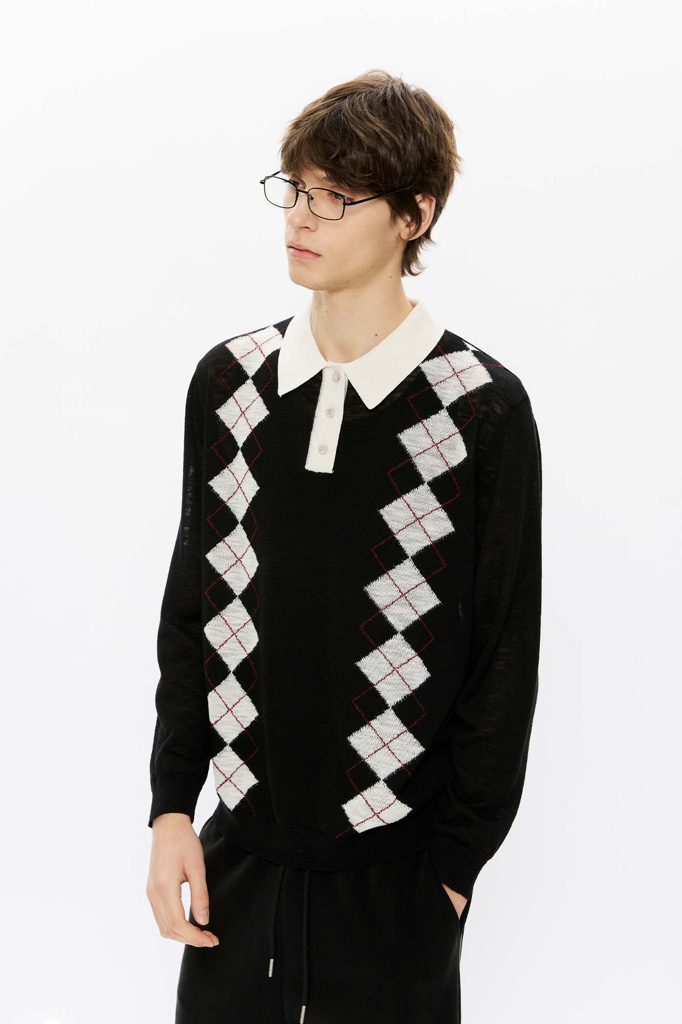 KREATE Retro Argyle Polo Sweater, premium urban and streetwear designers apparel on PROJECTISR.com, KREATE
