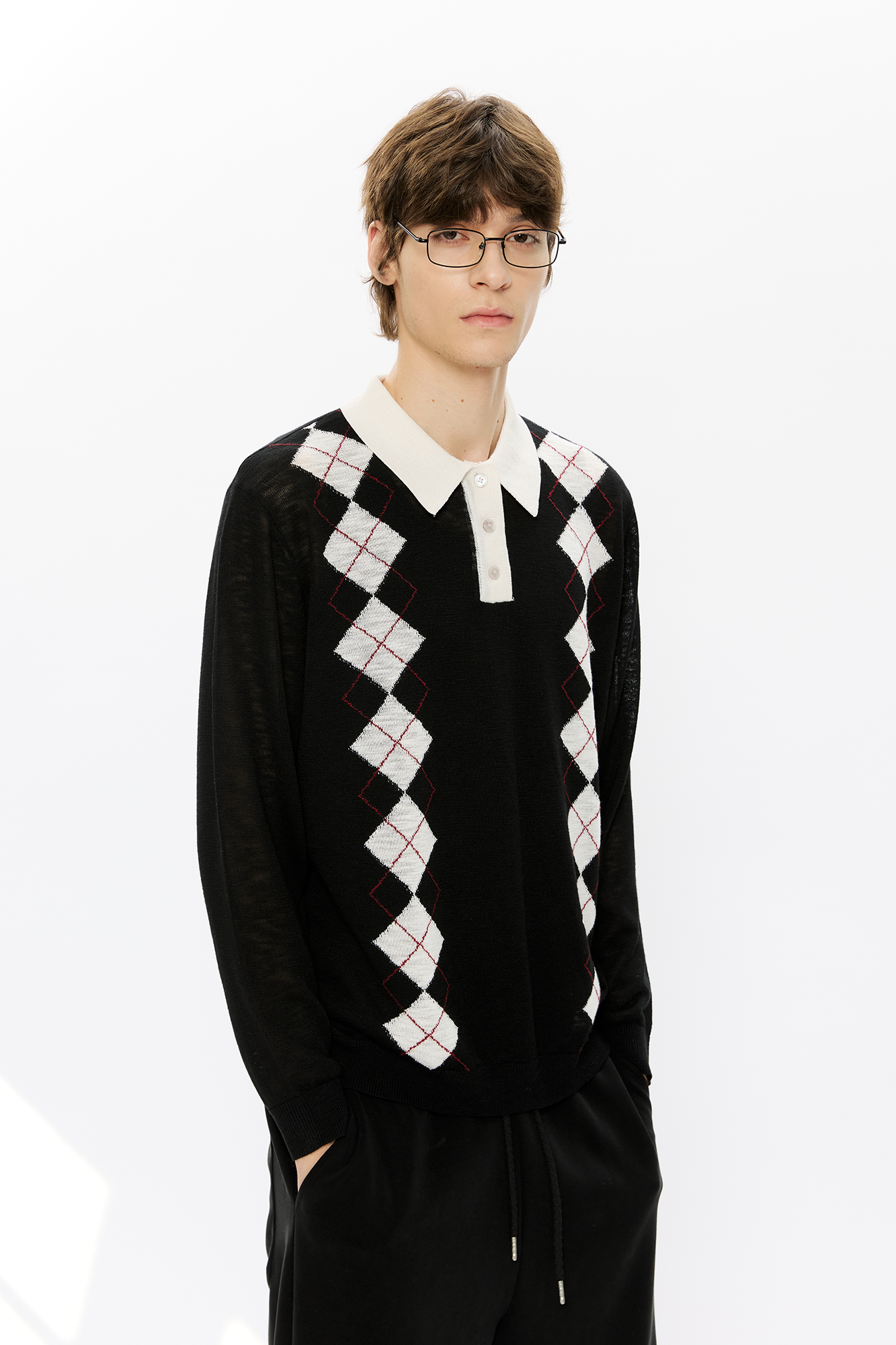 KREATE Retro Argyle Polo Sweater, premium urban and streetwear designers apparel on PROJECTISR.com, KREATE