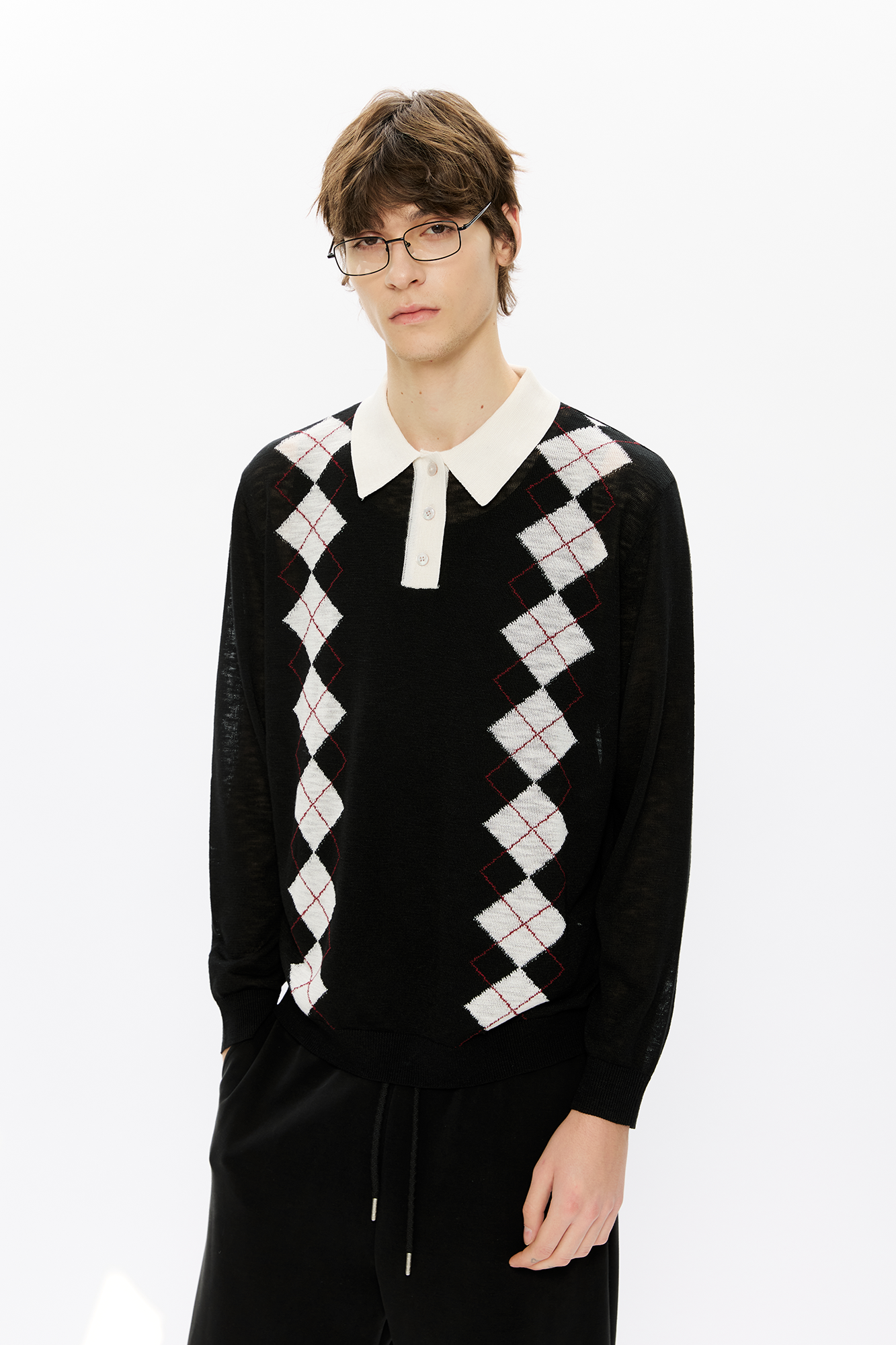 KREATE Retro Argyle Polo Sweater, premium urban and streetwear designers apparel on PROJECTISR.com, KREATE