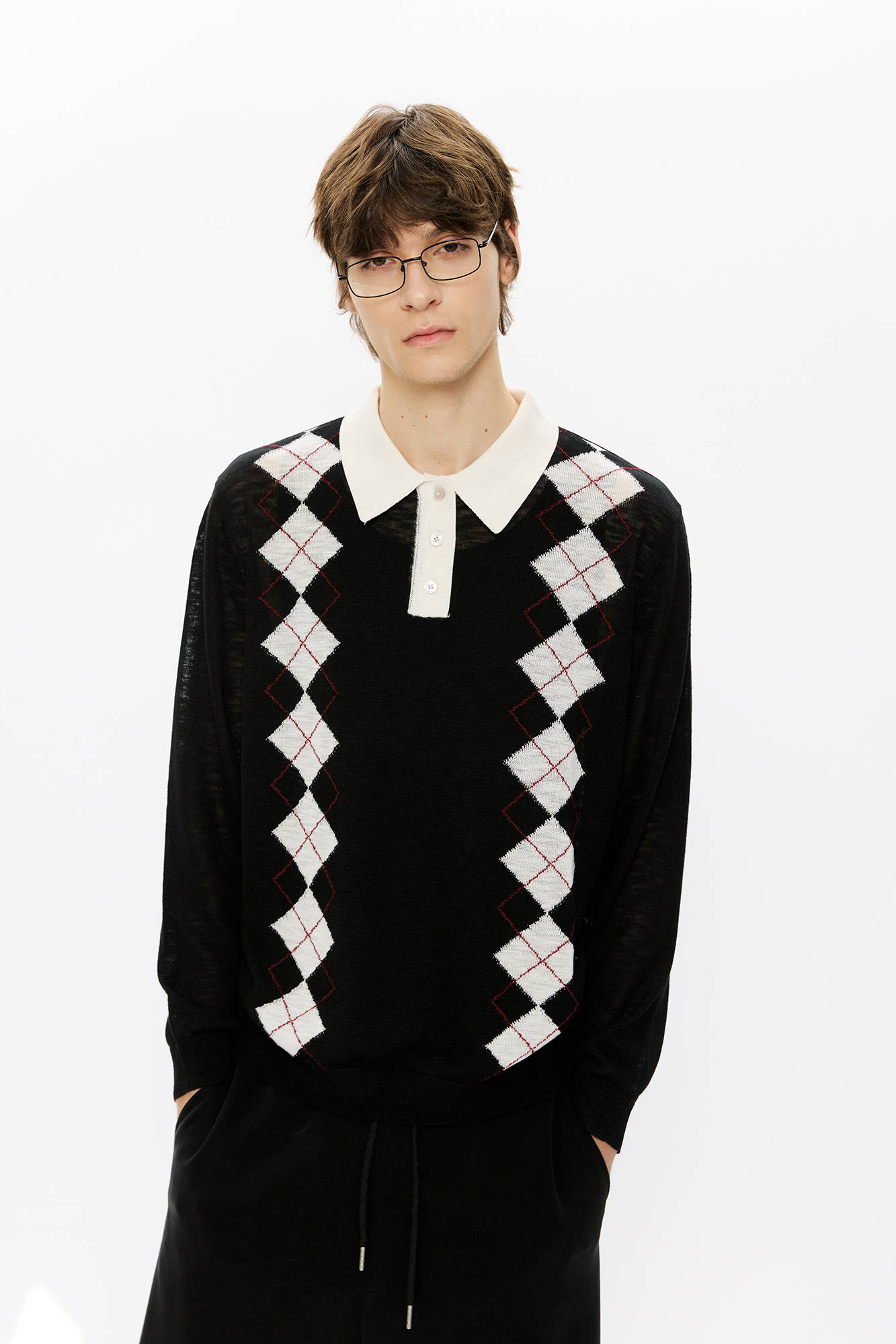 KREATE Retro Argyle Polo Sweater, premium urban and streetwear designers apparel on PROJECTISR.com, KREATE