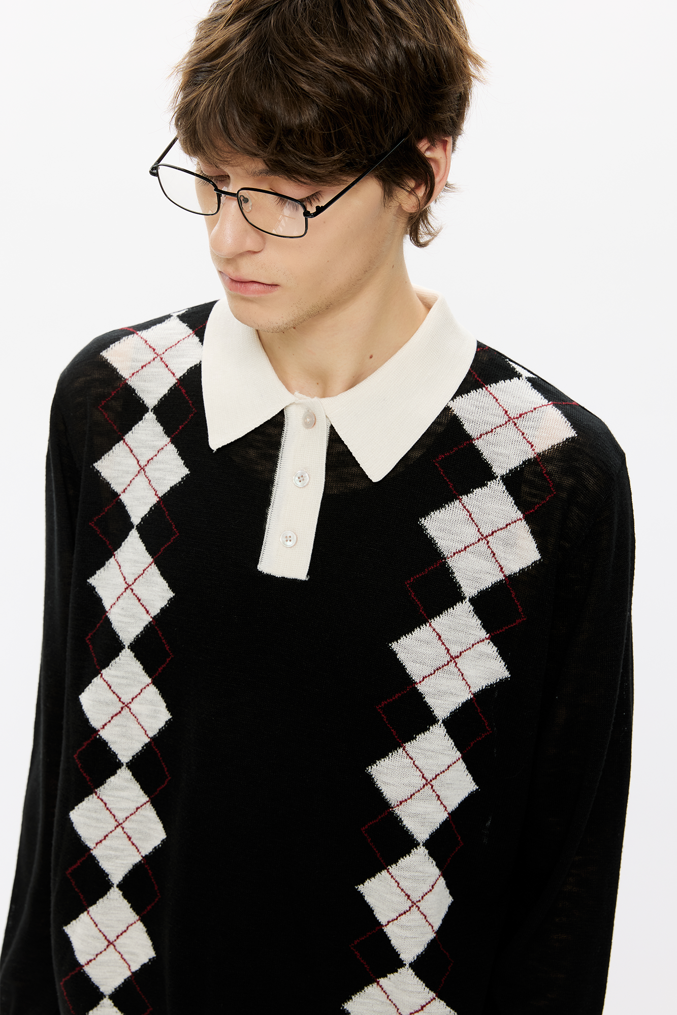 KREATE Retro Argyle Polo Sweater, premium urban and streetwear designers apparel on PROJECTISR.com, KREATE