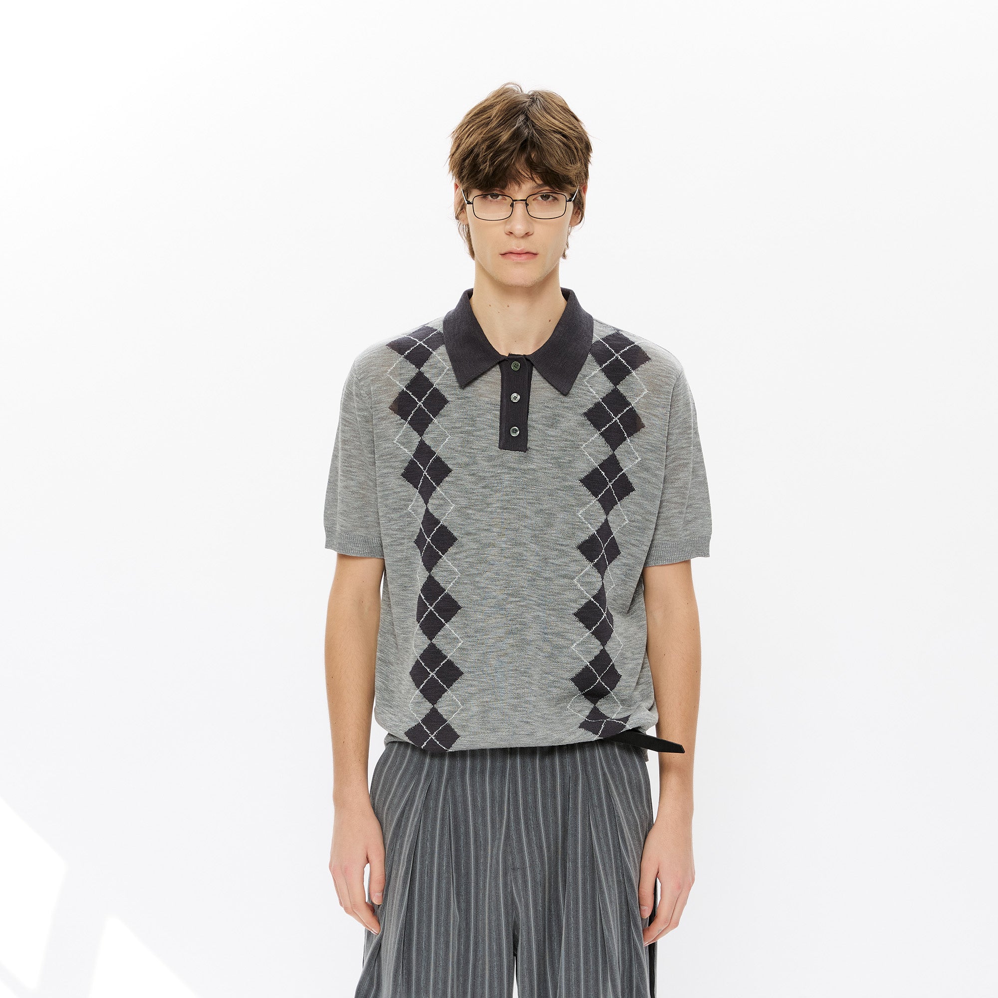 KREATE Retro Diamond-Knit Short Sleeve Polo, premium urban and streetwear designers apparel on PROJECTISR.com, KREATE