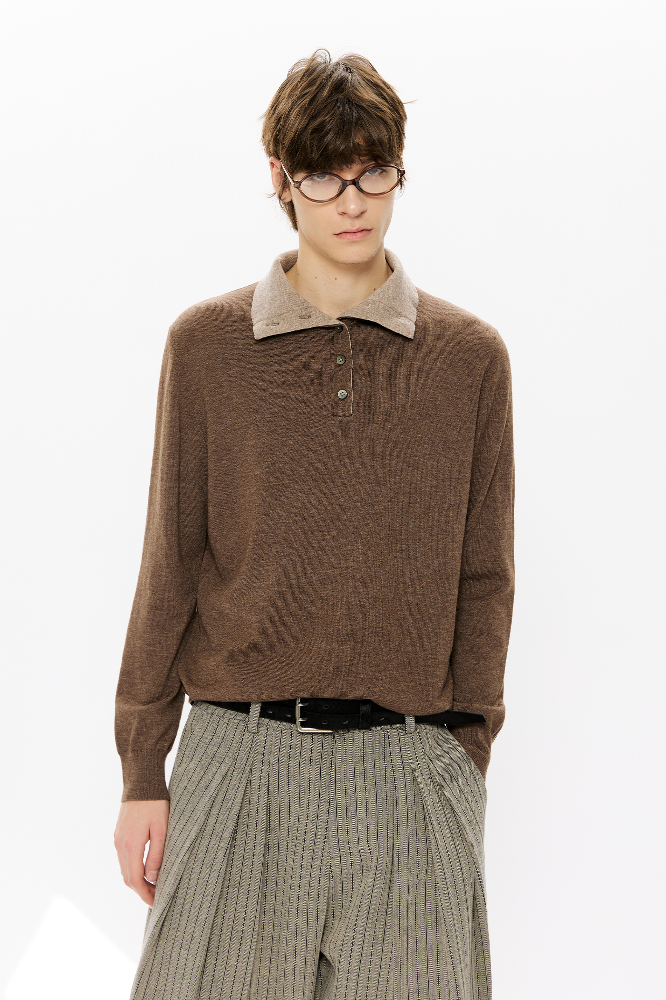 KREATE Double-Collar Wool-Blend Knit Polo, premium urban and streetwear designers apparel on PROJECTISR.com, KREATE