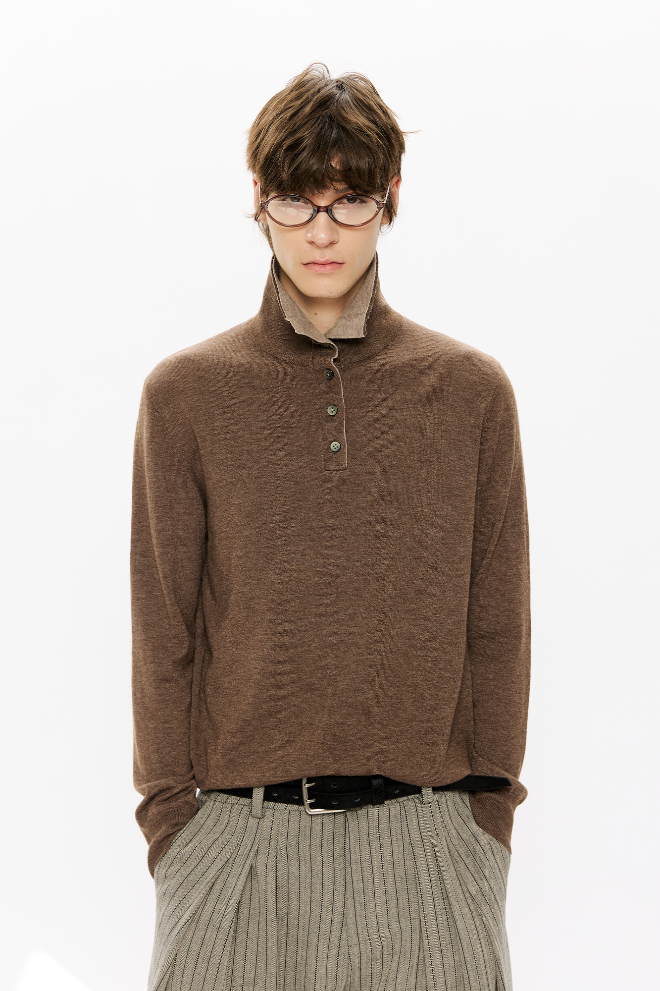 KREATE Double-Collar Wool-Blend Knit Polo, premium urban and streetwear designers apparel on PROJECTISR.com, KREATE