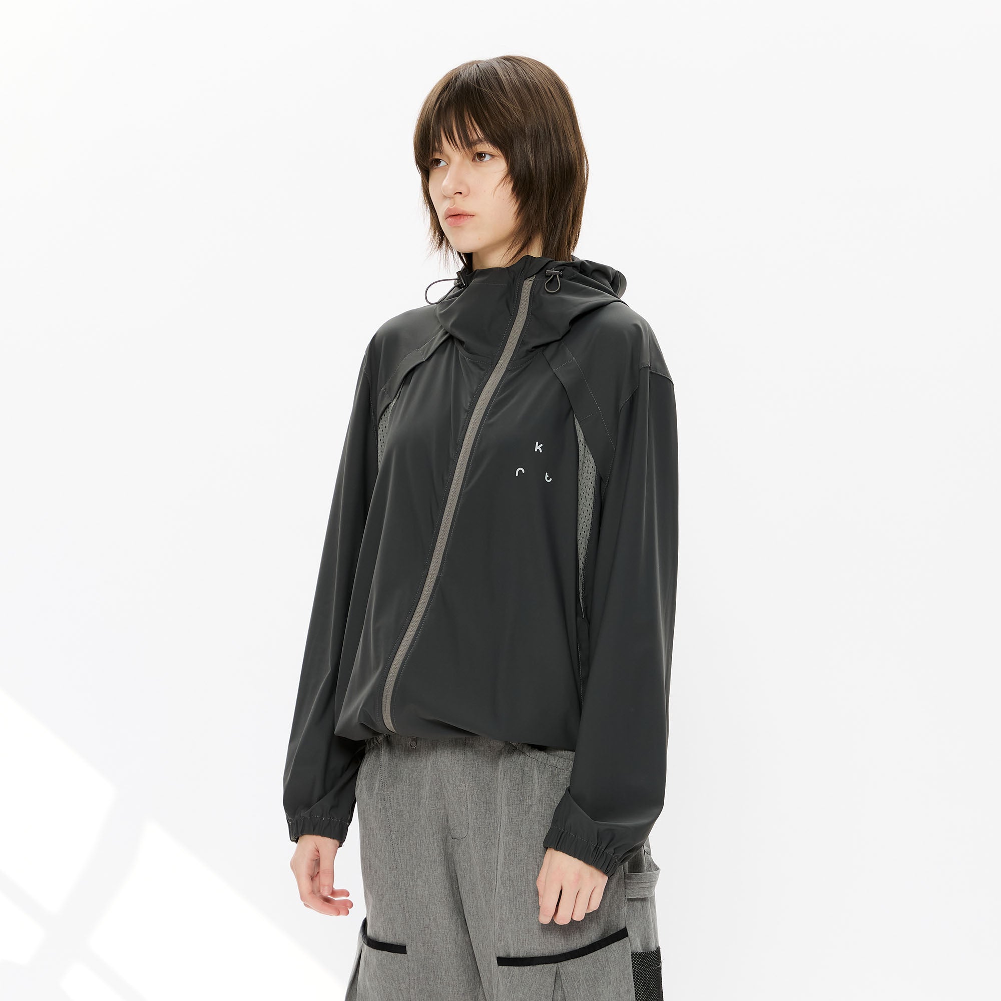 KREATE Asymmetrical-Zip Outdoor Hooded Jacket, premium urban and streetwear designers apparel on PROJECTISR.com, KREATE
