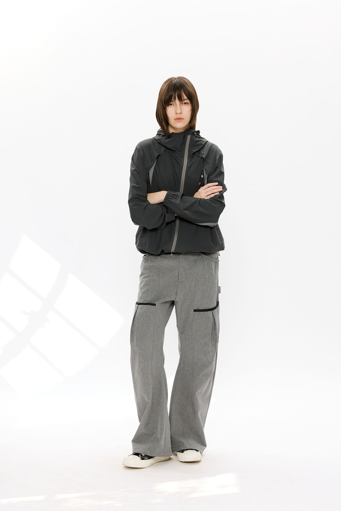 KREATE Asymmetrical-Zip Outdoor Hooded Jacket