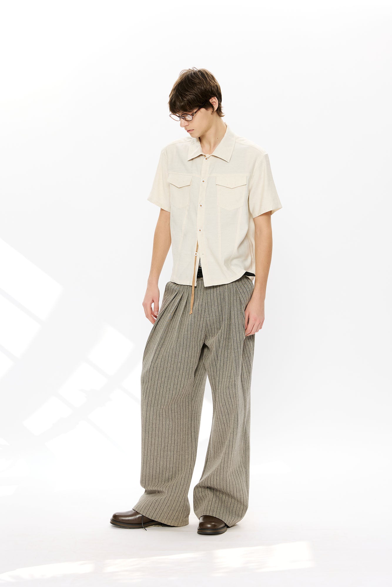 KREATE Contrast Collar Linen Half Shirt, premium urban and streetwear designers apparel on PROJECTISR.com, KREATE