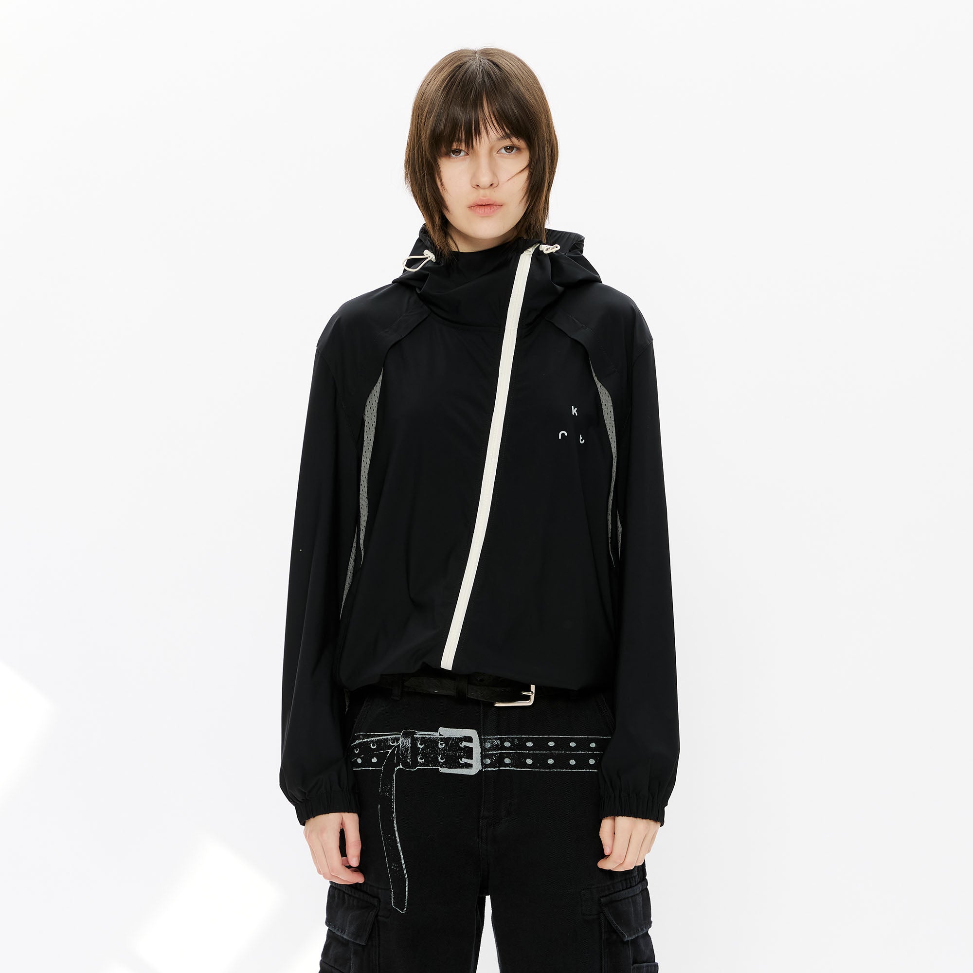 KREATE Asymmetrical-Zip Outdoor Hooded Jacket