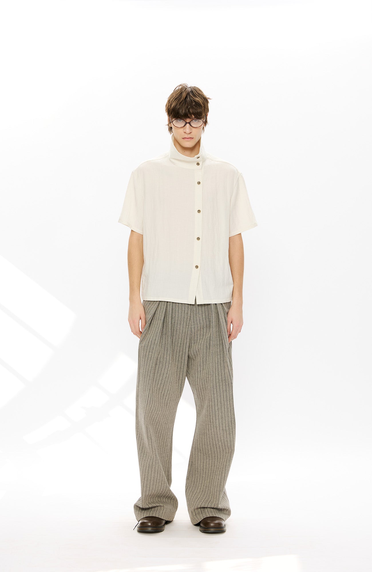 KREATE Asymmetrical Placket Short Sleeve Shirt, premium urban and streetwear designers apparel on PROJECTISR.com, KREATE