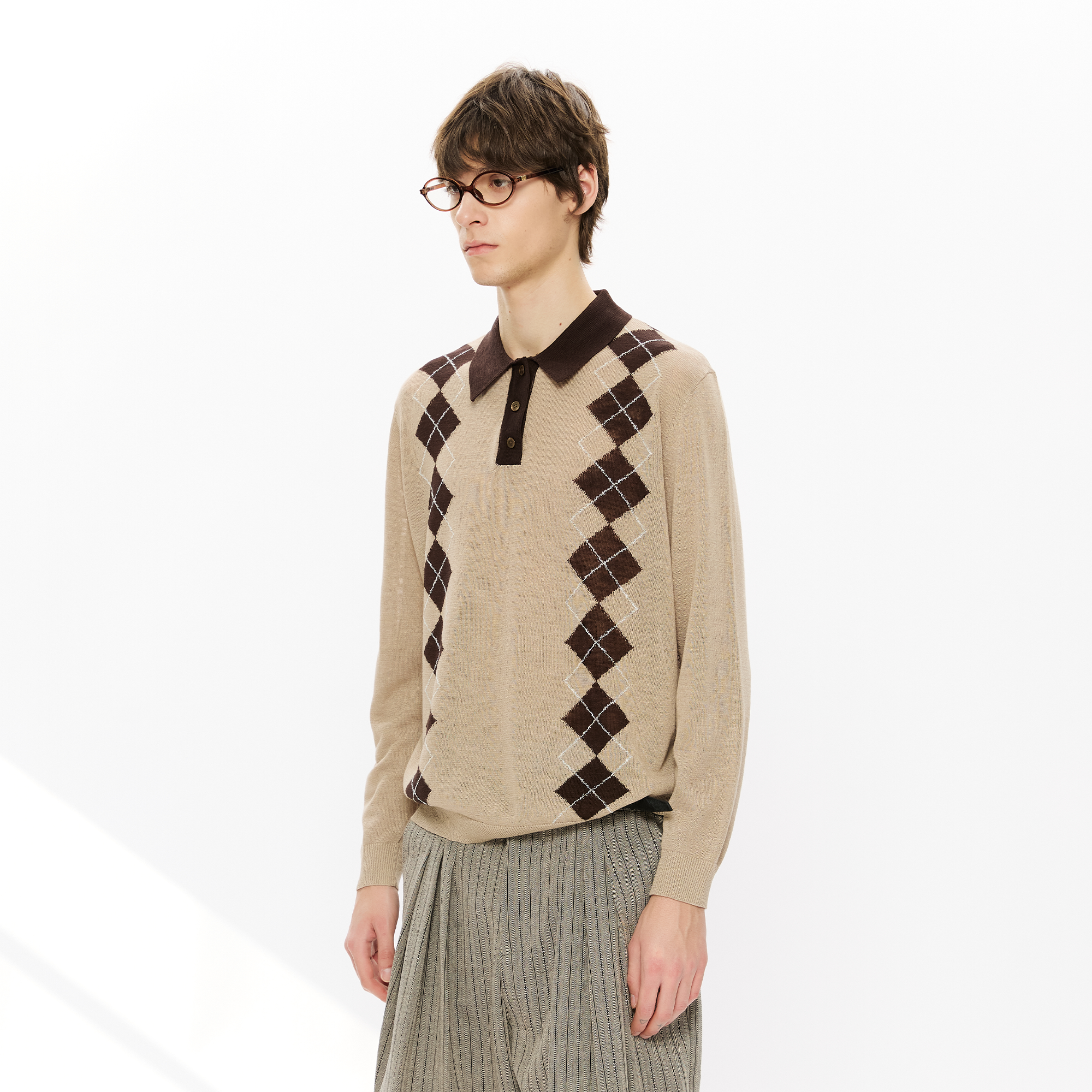 KREATE Retro Argyle Polo Sweater, premium urban and streetwear designers apparel on PROJECTISR.com, KREATE