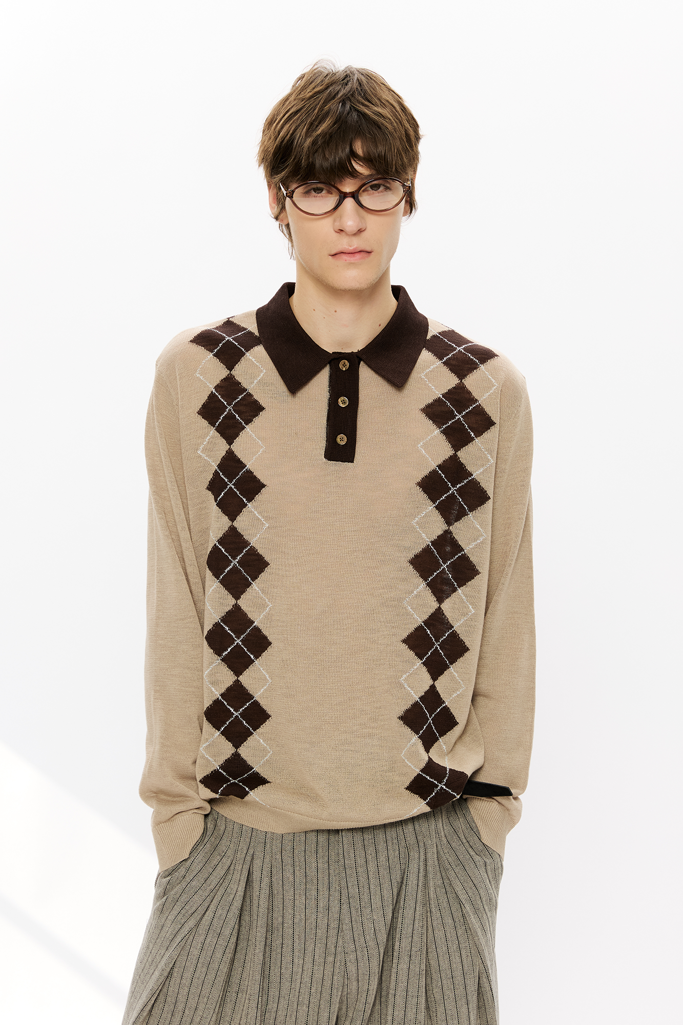 KREATE Retro Argyle Polo Sweater, premium urban and streetwear designers apparel on PROJECTISR.com, KREATE