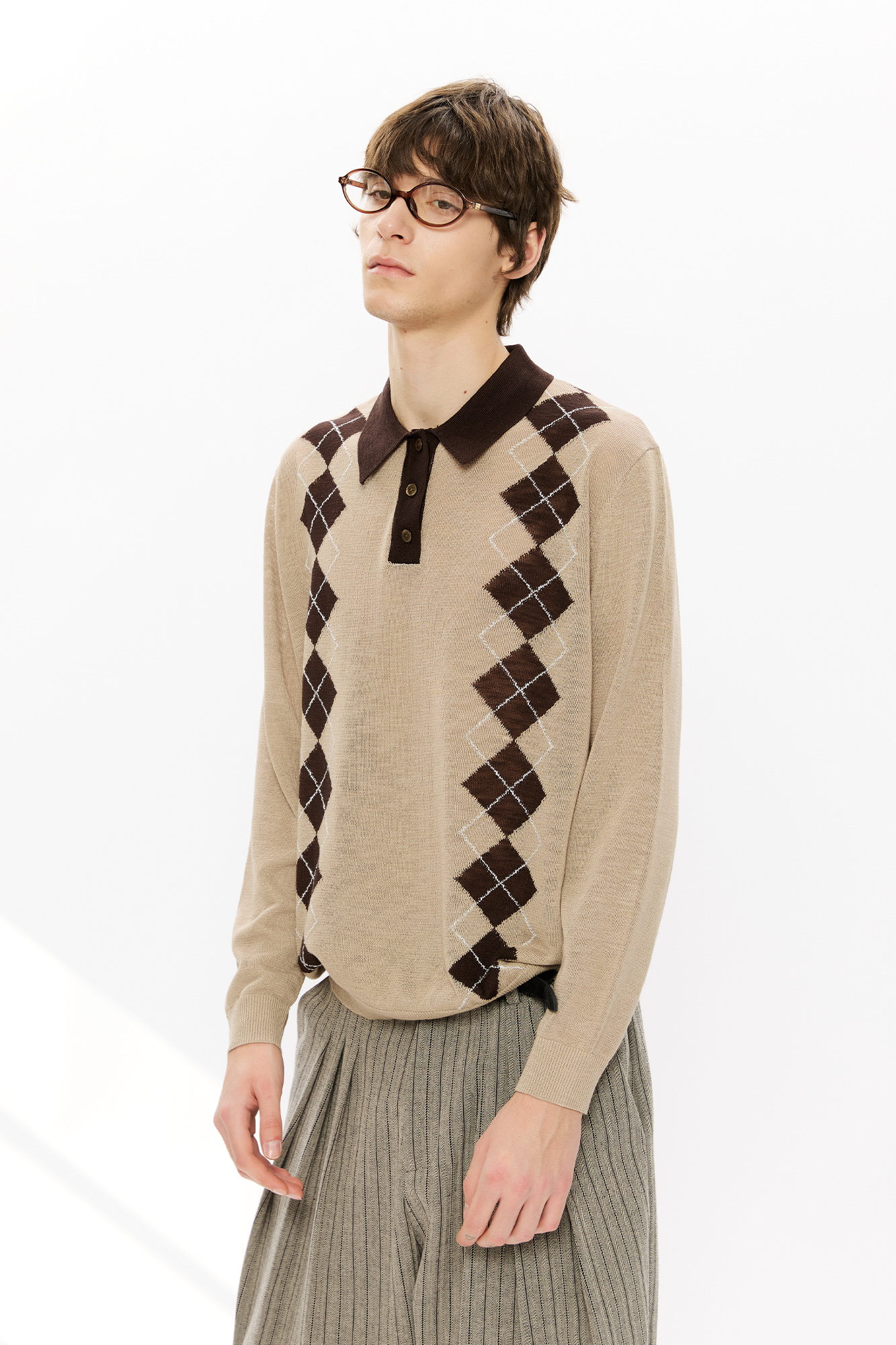 KREATE Retro Argyle Polo Sweater, premium urban and streetwear designers apparel on PROJECTISR.com, KREATE