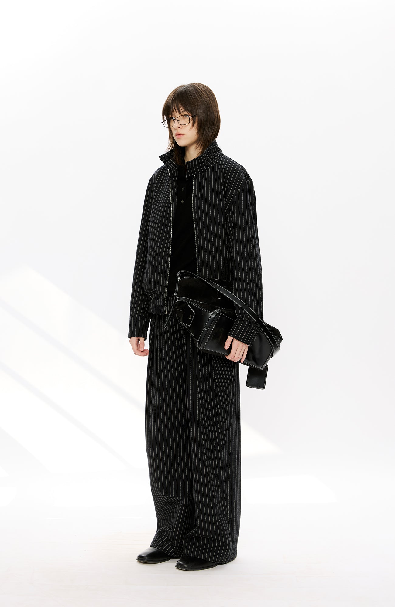KREATE Pinstripe Pleated Draped Wide Trousers, premium urban and streetwear designers apparel on PROJECTISR.com, KREATE