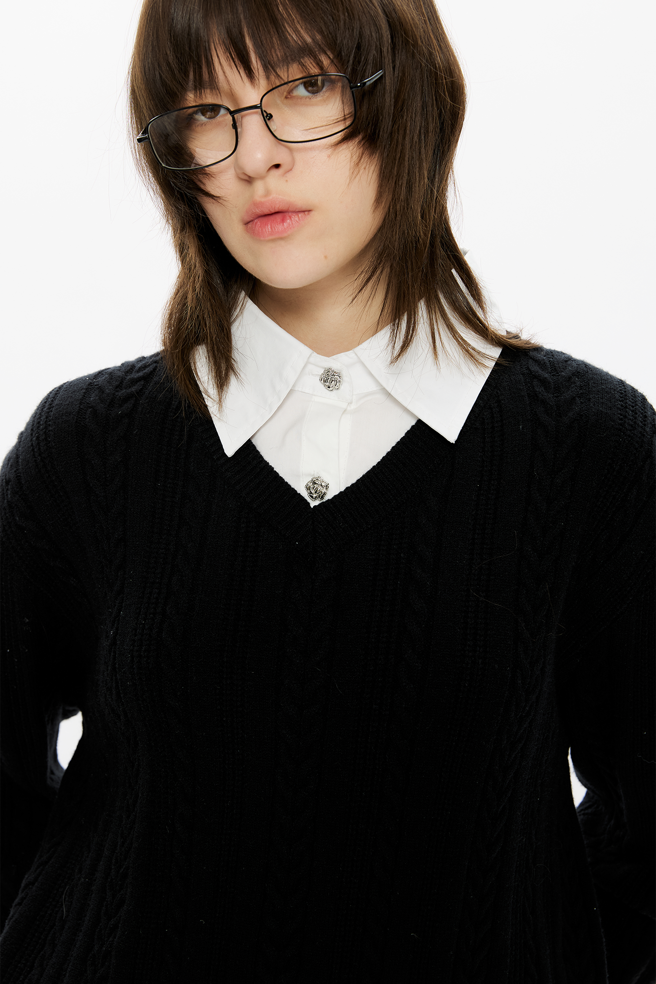 KREATE Cable-Knit Layered Shirt Sweater, premium urban and streetwear designers apparel on PROJECTISR.com, KREATE