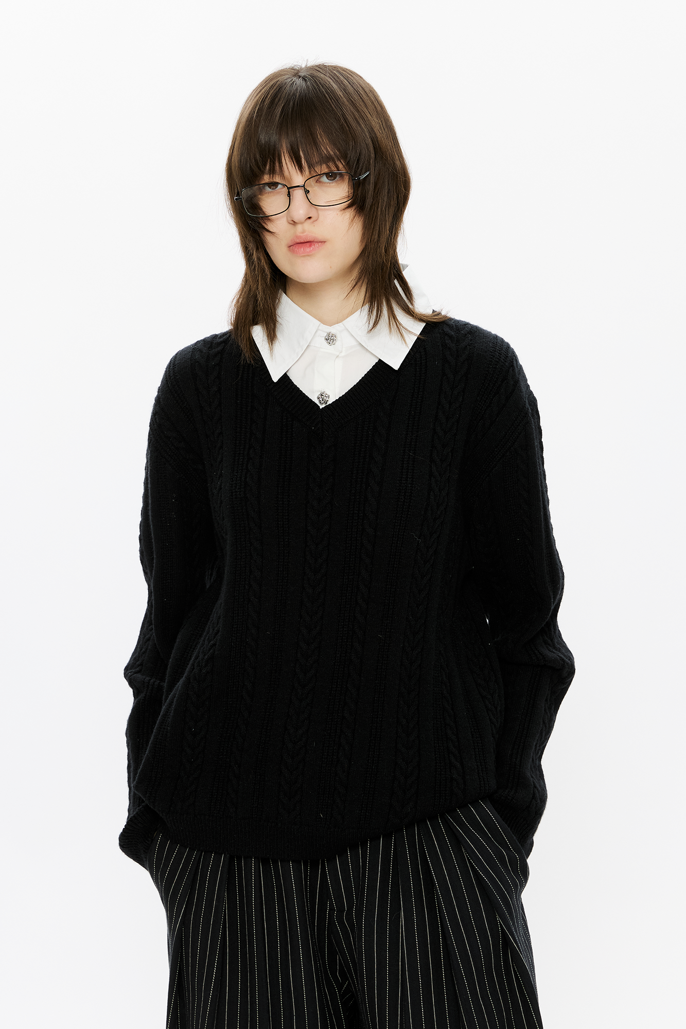 KREATE Cable-Knit Layered Shirt Sweater, premium urban and streetwear designers apparel on PROJECTISR.com, KREATE