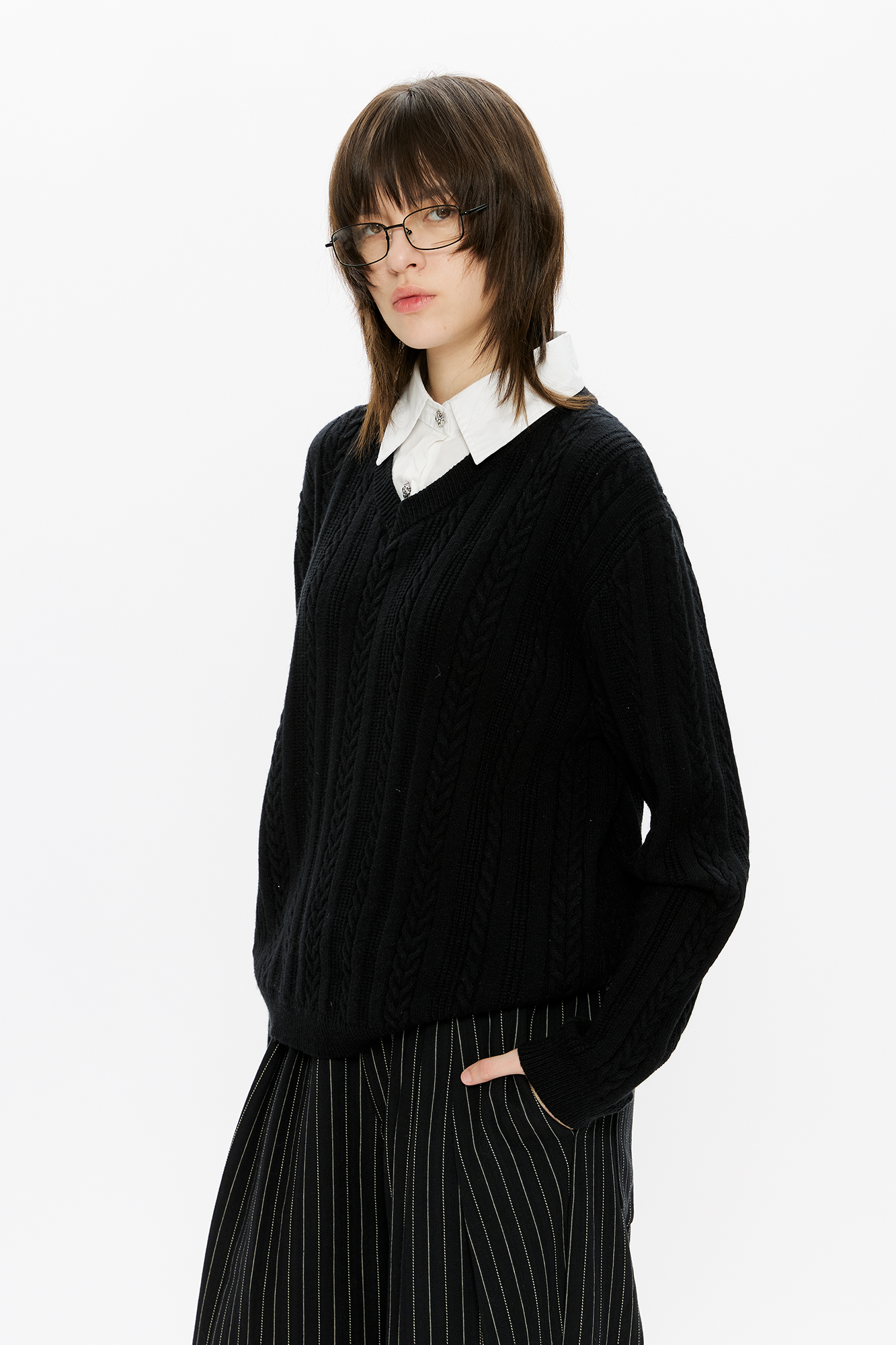 KREATE Cable-Knit Layered Shirt Sweater, premium urban and streetwear designers apparel on PROJECTISR.com, KREATE