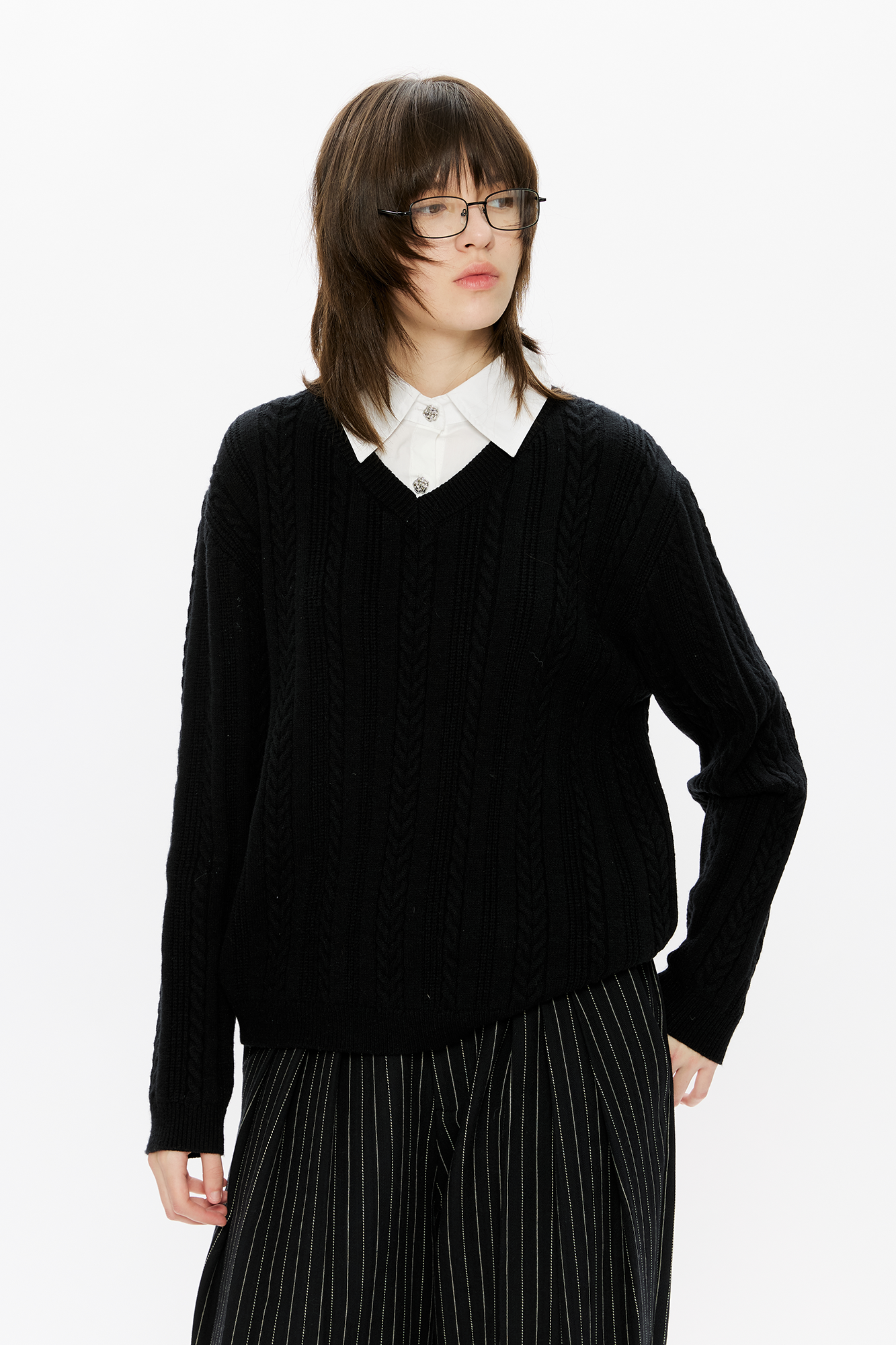 KREATE Cable-Knit Layered Shirt Sweater, premium urban and streetwear designers apparel on PROJECTISR.com, KREATE