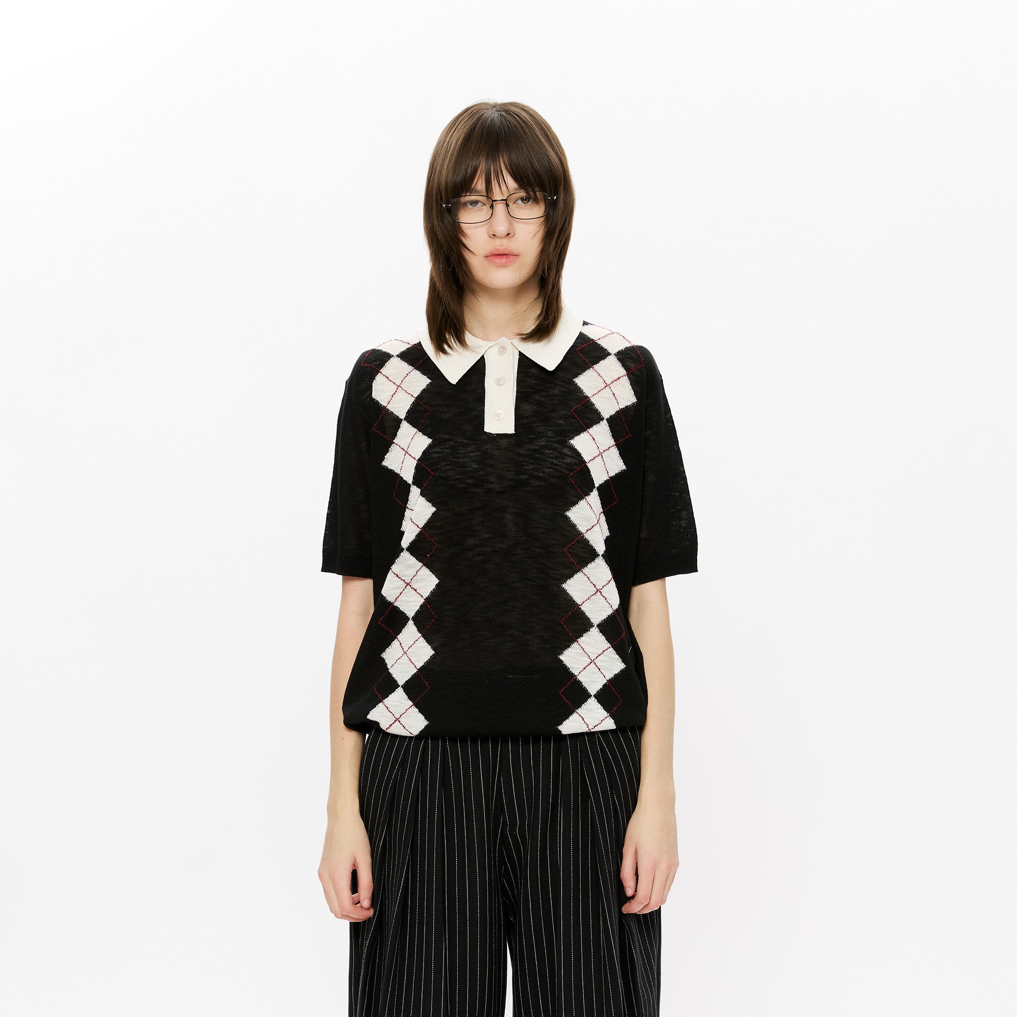 KREATE Retro Diamond-Knit Short Sleeve Polo, premium urban and streetwear designers apparel on PROJECTISR.com, KREATE