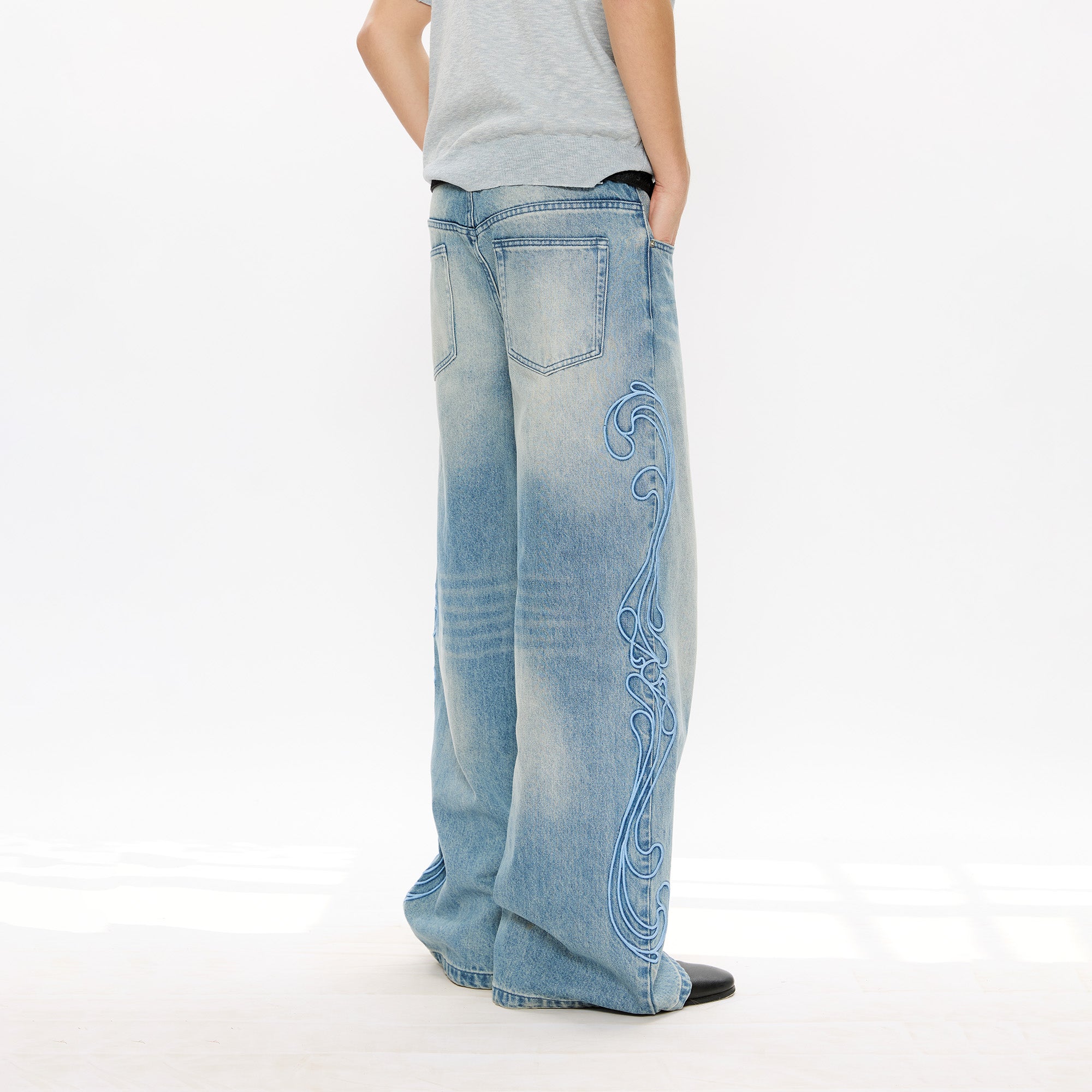 KREATE Totem Embroidered Jeans, premium urban and streetwear designers apparel on PROJECTISR.com, KREATE