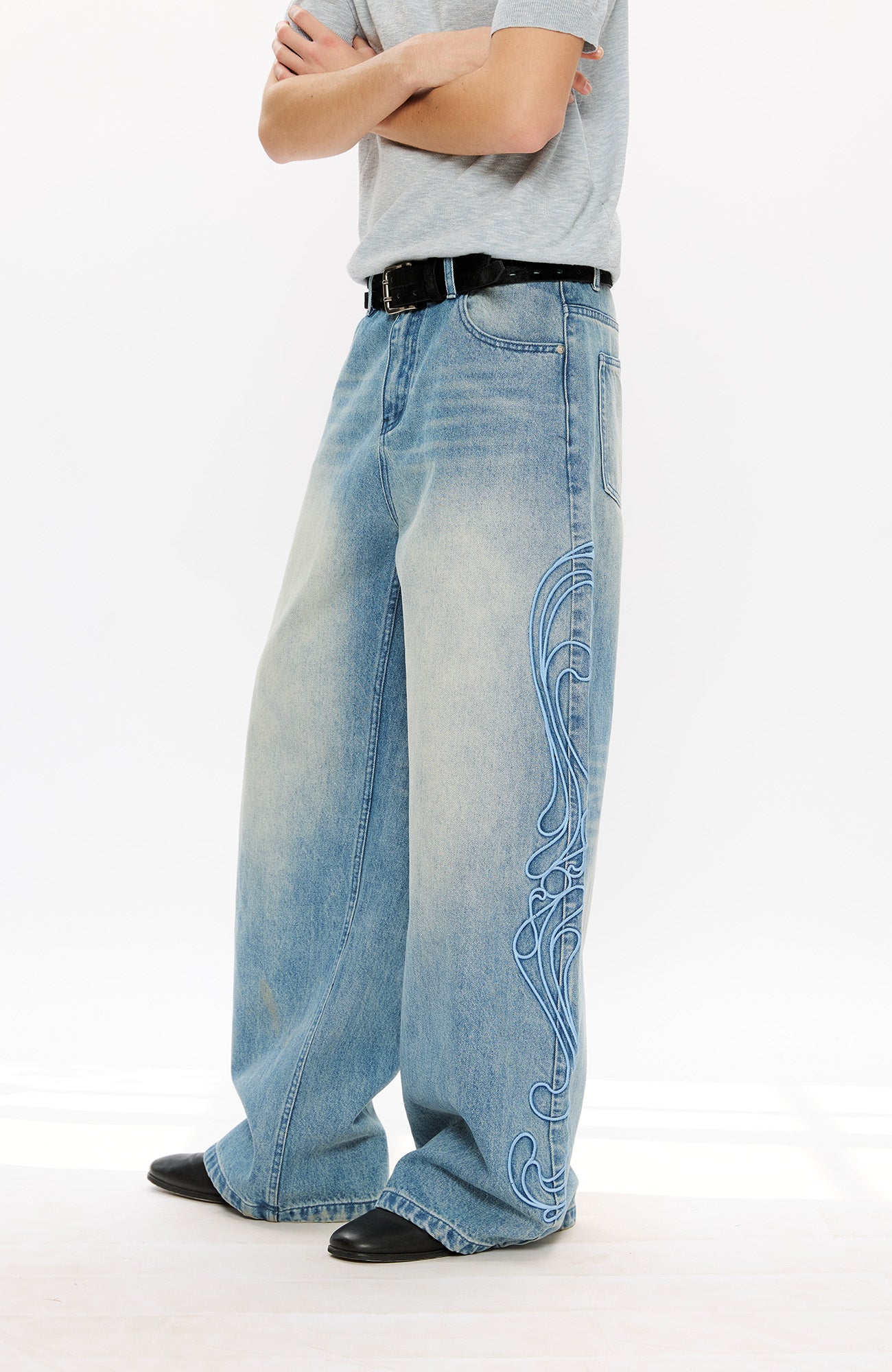 KREATE Totem Embroidered Jeans, premium urban and streetwear designers apparel on PROJECTISR.com, KREATE