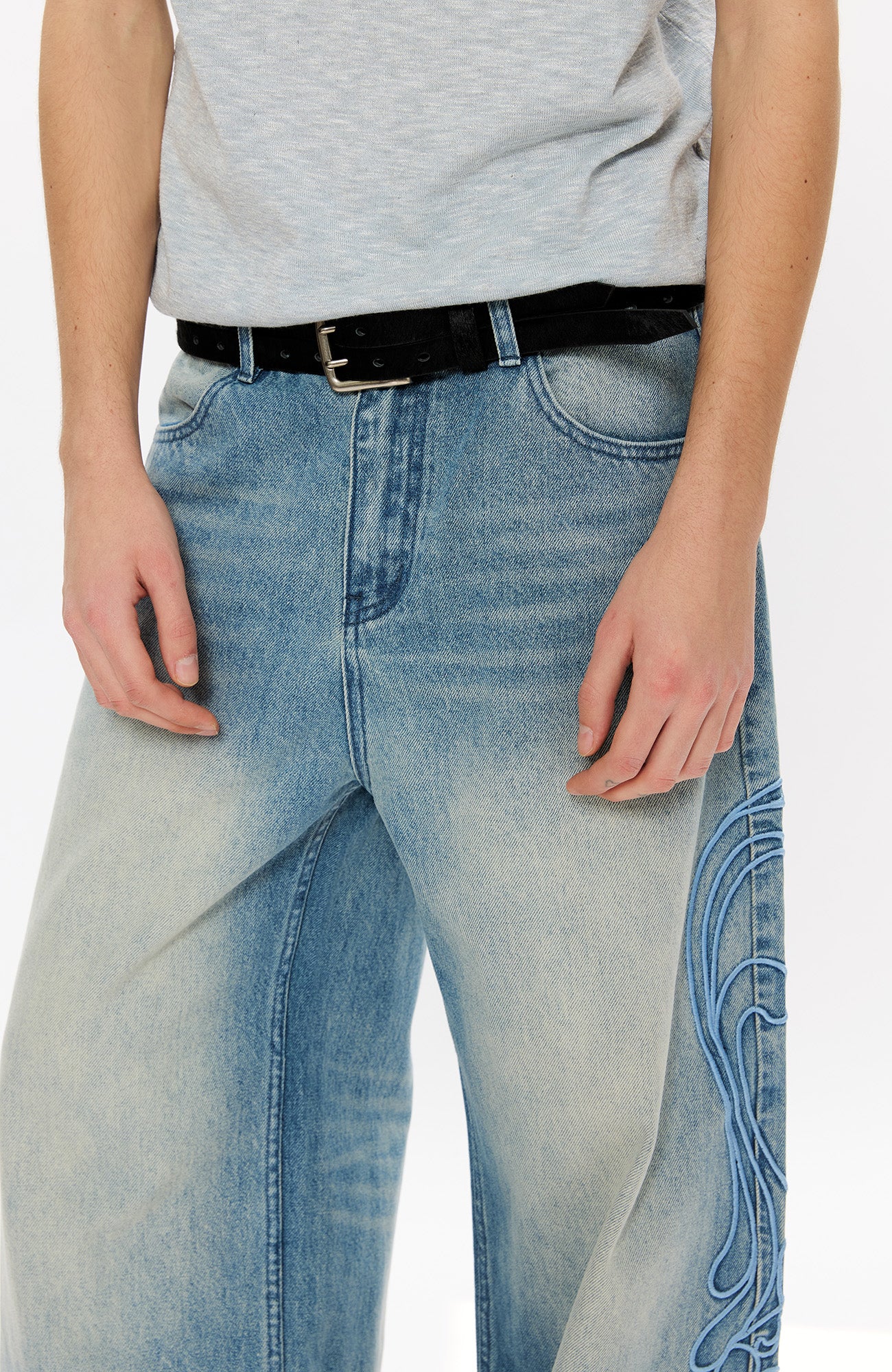 KREATE Totem Embroidered Jeans, premium urban and streetwear designers apparel on PROJECTISR.com, KREATE