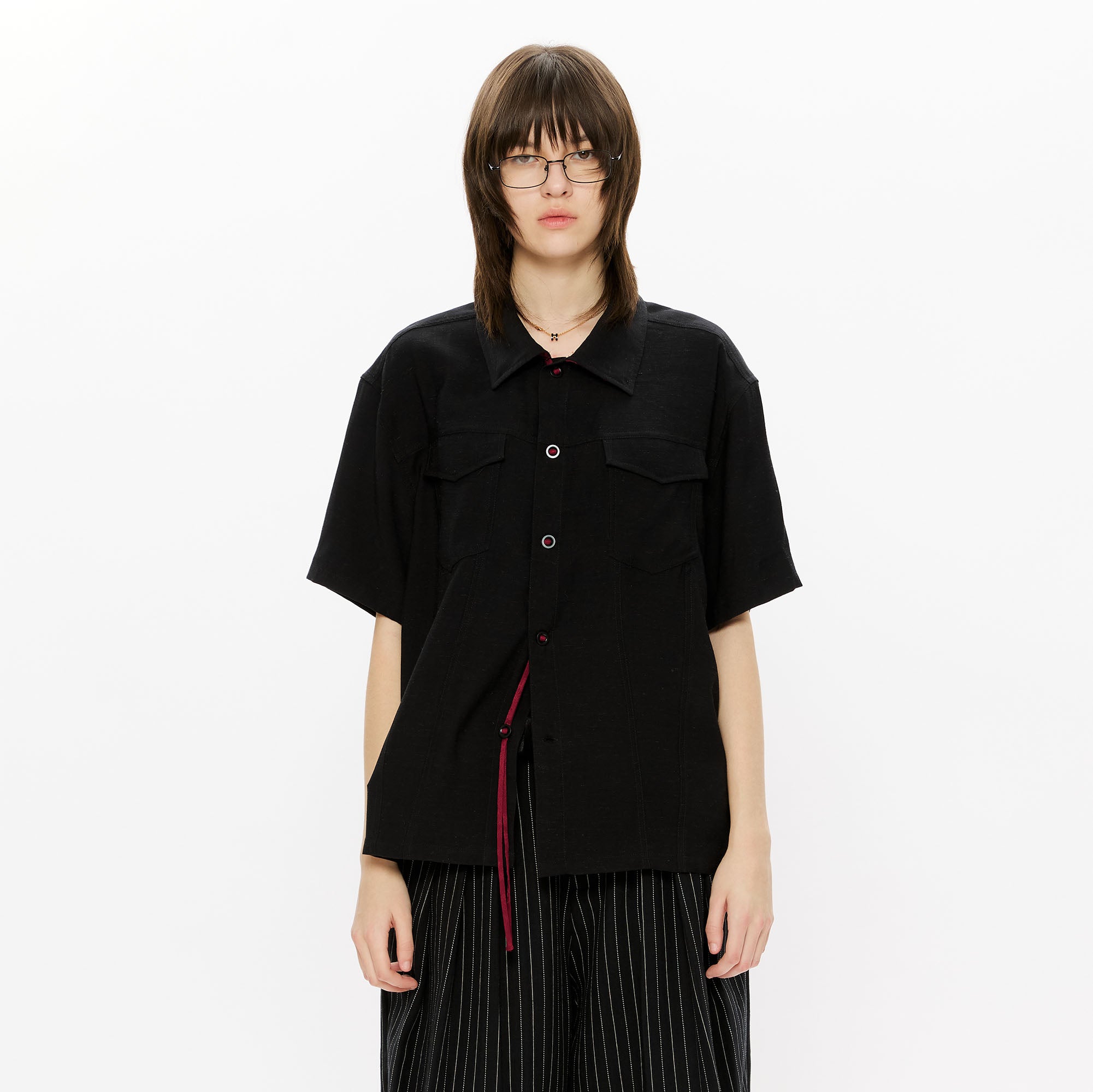 KREATE Contrast Collar Linen Half Shirt, premium urban and streetwear designers apparel on PROJECTISR.com, KREATE