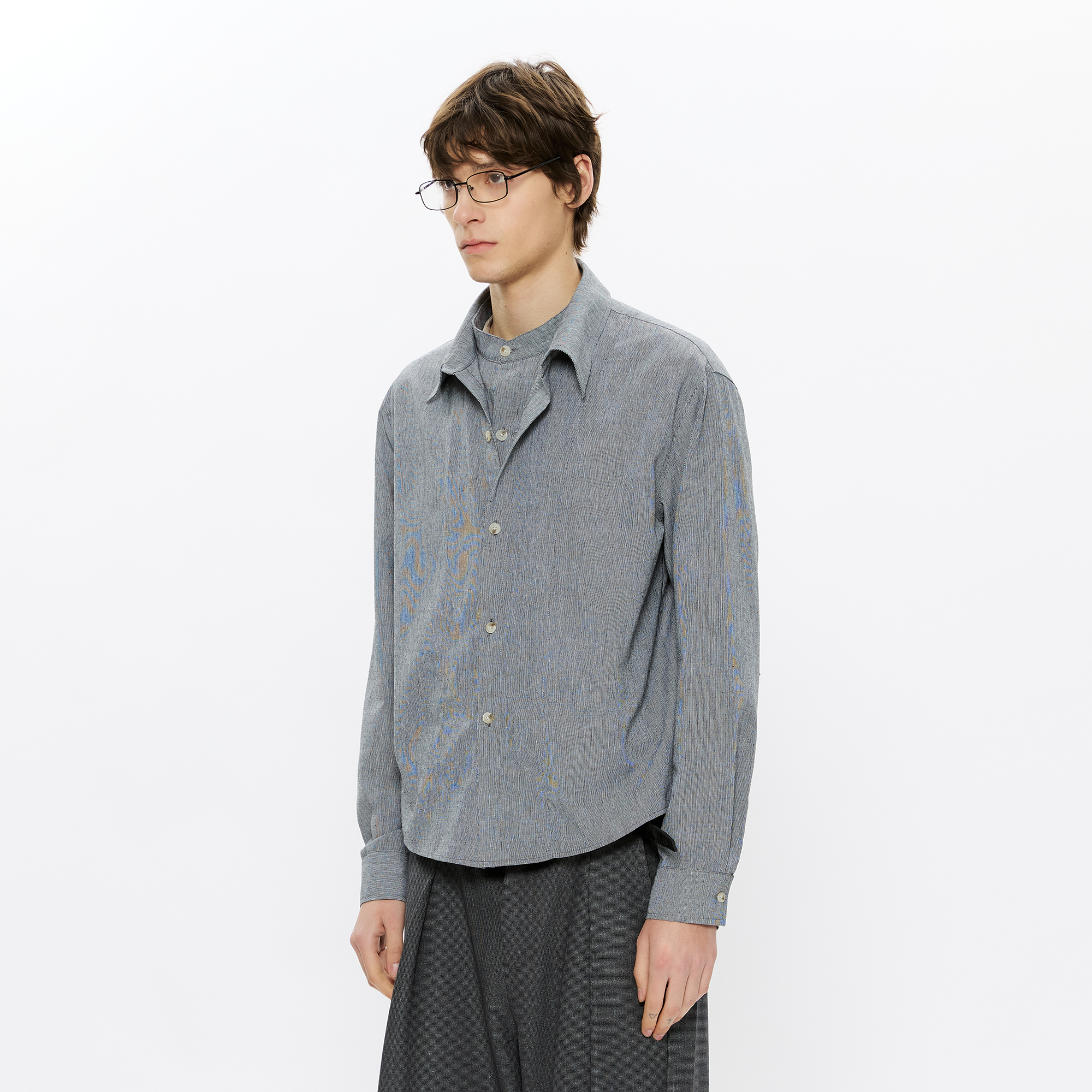 KREATE Linen Layered Check Shirt, premium urban and streetwear designers apparel on PROJECTISR.com, KREATE