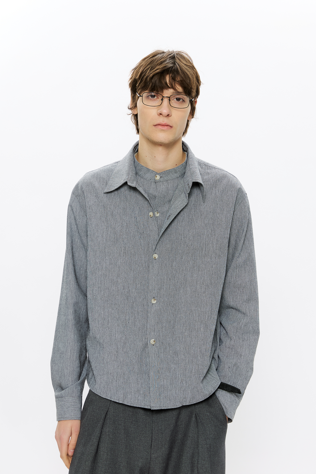 KREATE Linen Layered Check Shirt, premium urban and streetwear designers apparel on PROJECTISR.com, KREATE