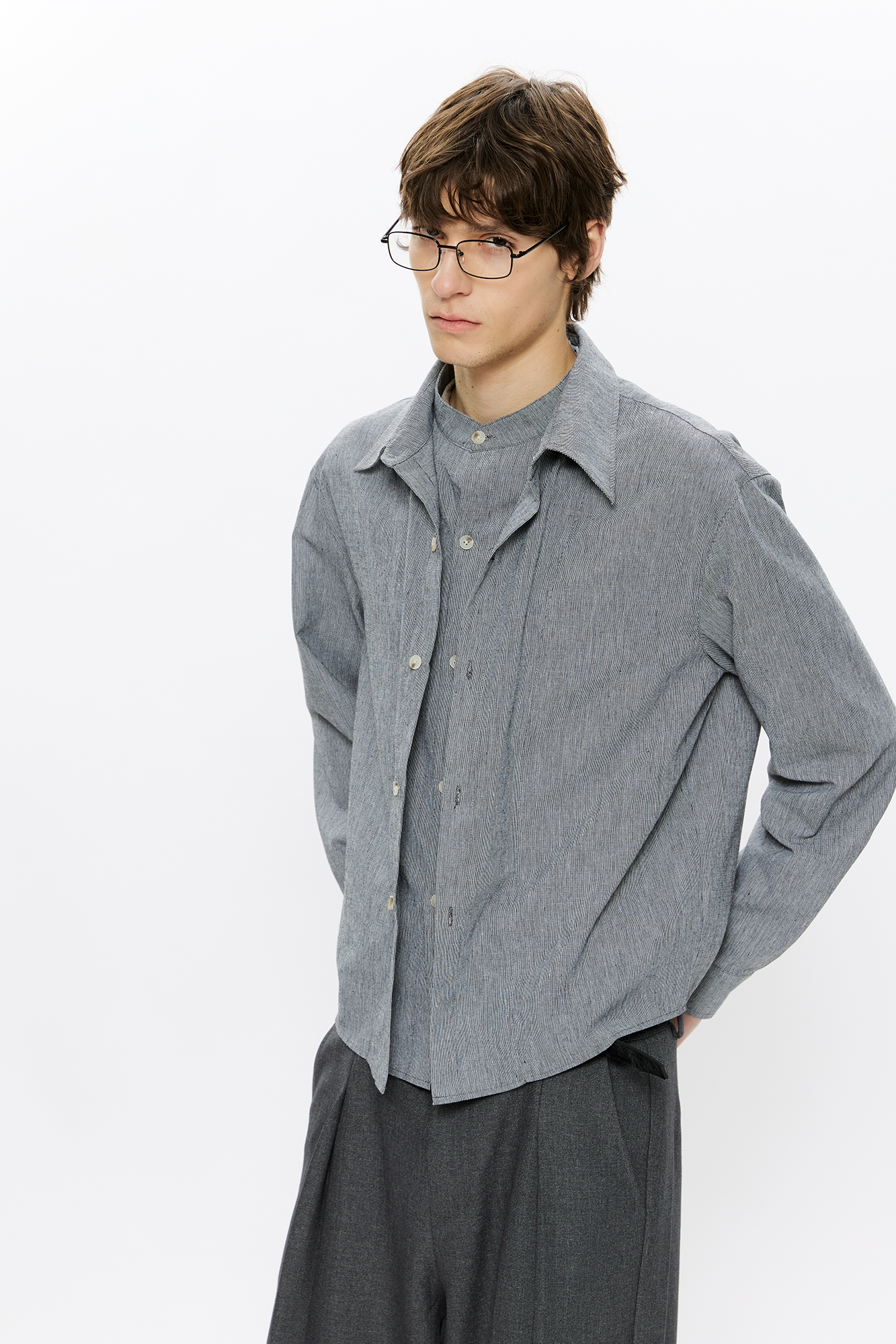KREATE Linen Layered Check Shirt, premium urban and streetwear designers apparel on PROJECTISR.com, KREATE