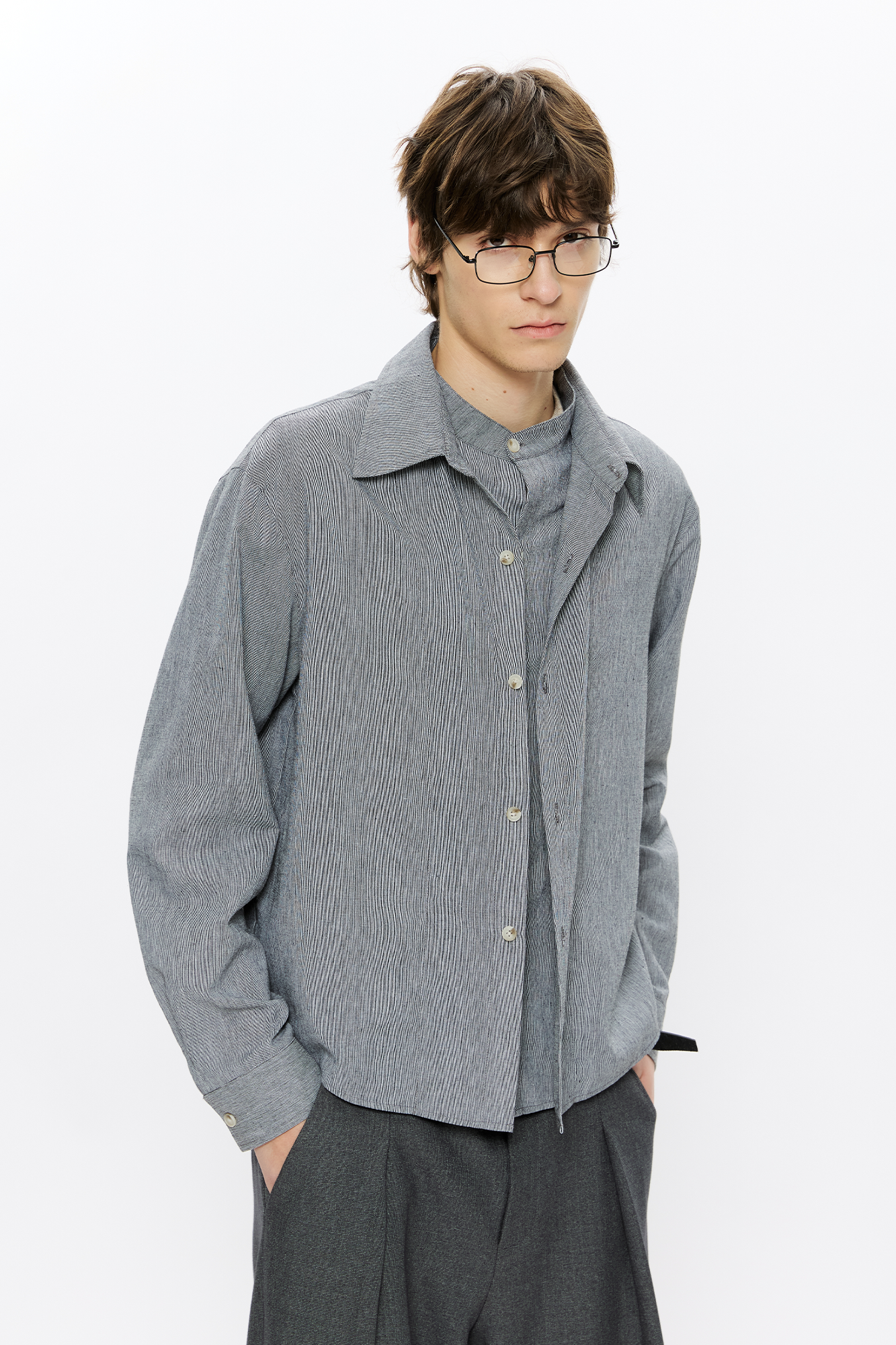 KREATE Linen Layered Check Shirt, premium urban and streetwear designers apparel on PROJECTISR.com, KREATE