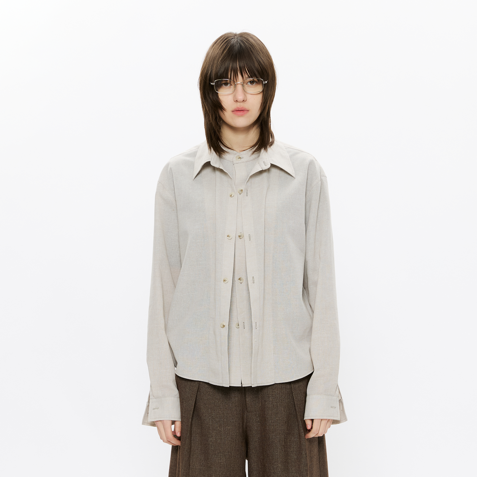 KREATE Linen Layered Check Shirt, premium urban and streetwear designers apparel on PROJECTISR.com, KREATE