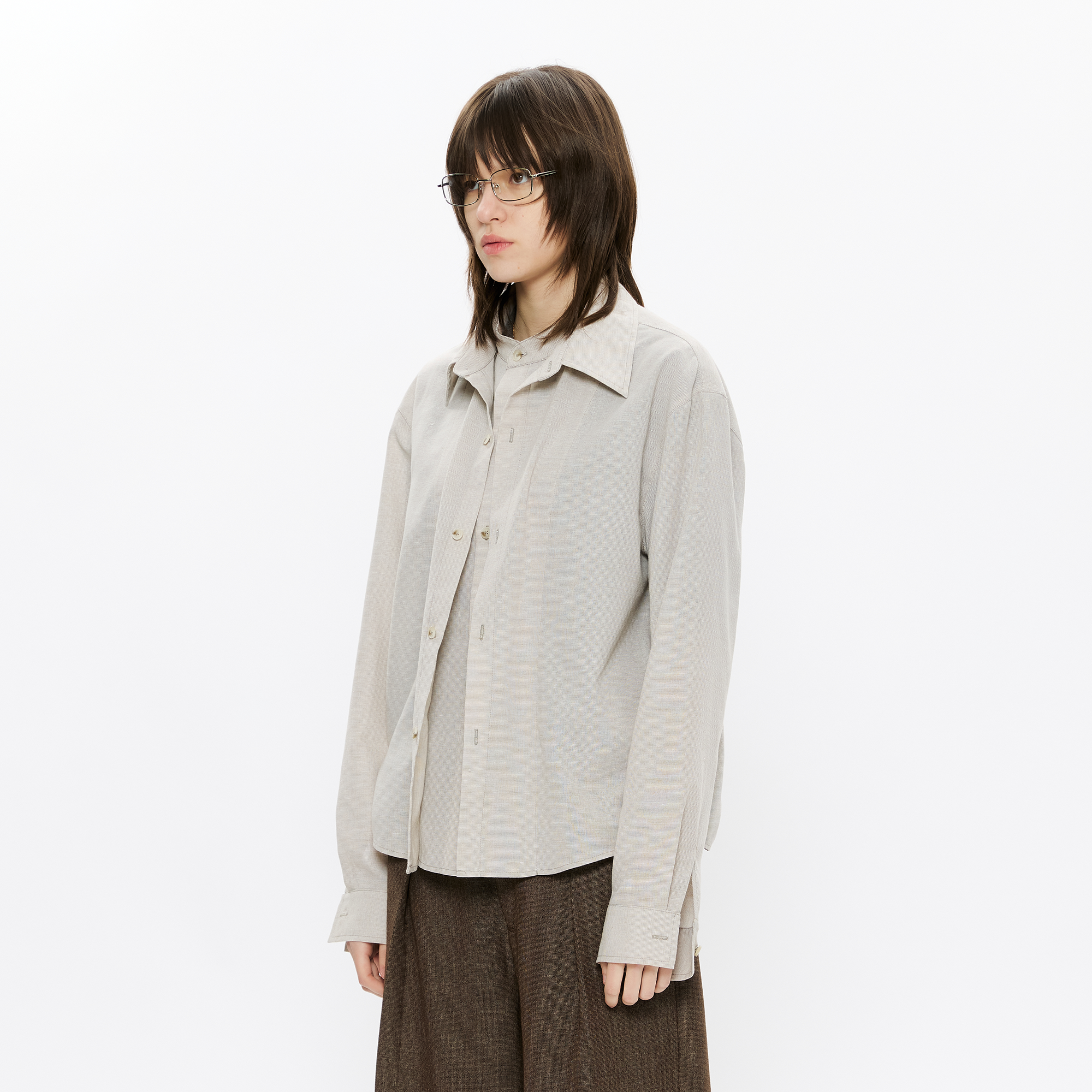 KREATE Linen Layered Check Shirt, premium urban and streetwear designers apparel on PROJECTISR.com, KREATE