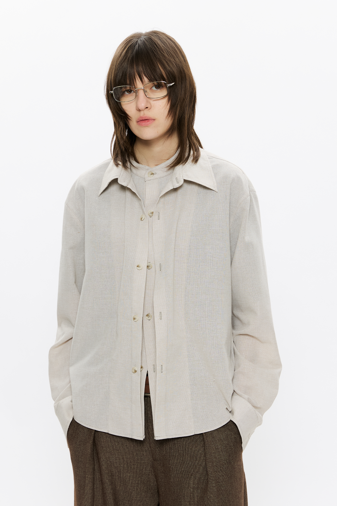 KREATE Linen Layered Check Shirt, premium urban and streetwear designers apparel on PROJECTISR.com, KREATE