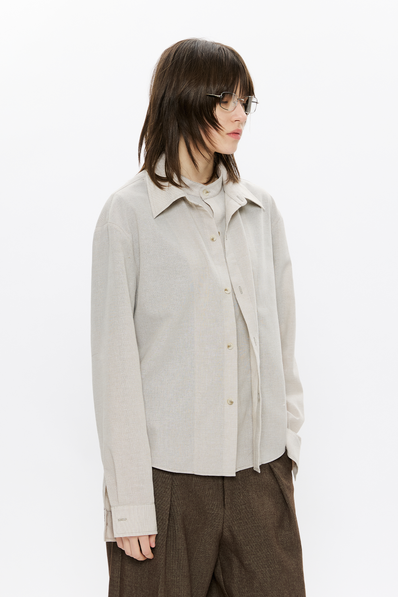 KREATE Linen Layered Check Shirt, premium urban and streetwear designers apparel on PROJECTISR.com, KREATE