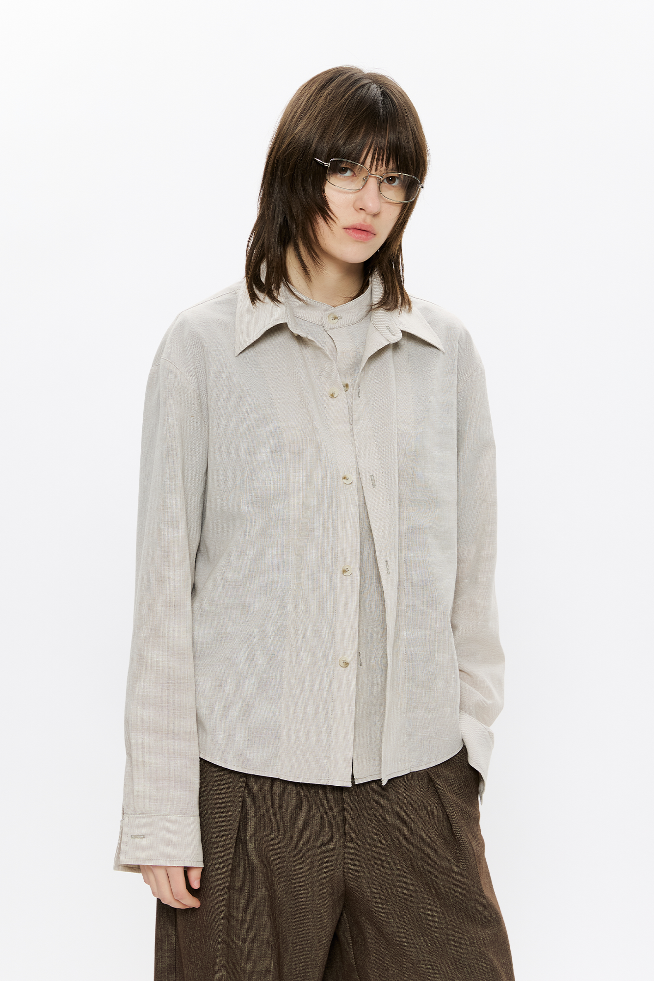 KREATE Linen Layered Check Shirt, premium urban and streetwear designers apparel on PROJECTISR.com, KREATE