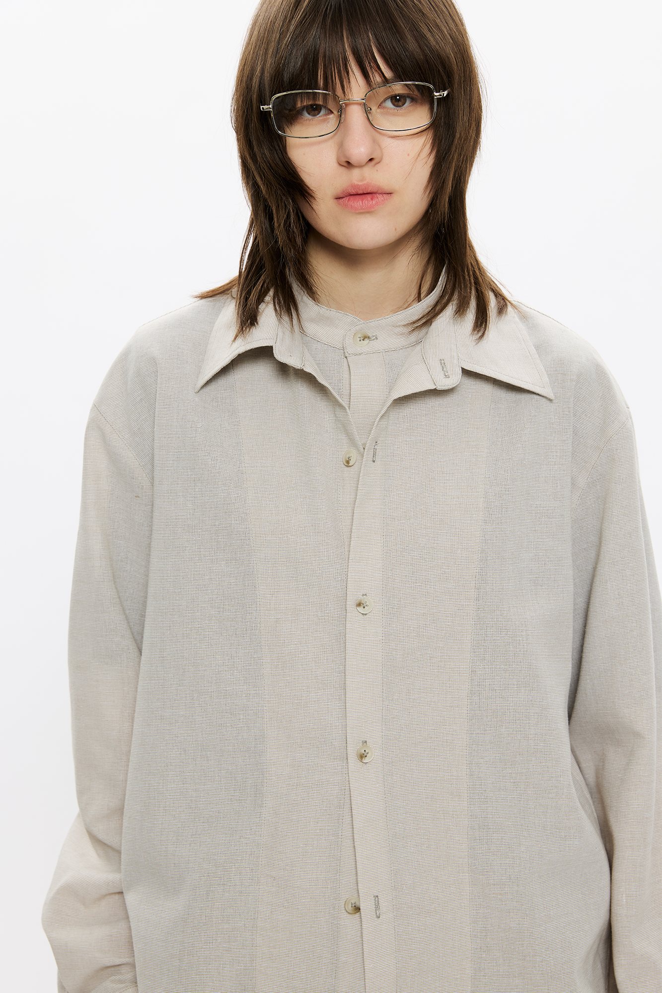 KREATE Linen Layered Check Shirt, premium urban and streetwear designers apparel on PROJECTISR.com, KREATE