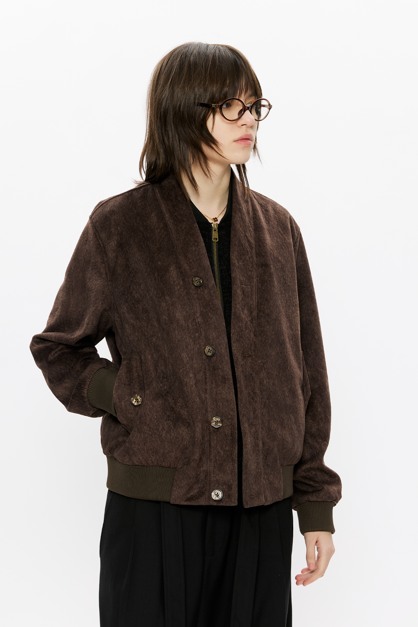 KREATE Faux Layered-Look V-Neck Jacket, premium urban and streetwear designers apparel on PROJECTISR.com, KREATE