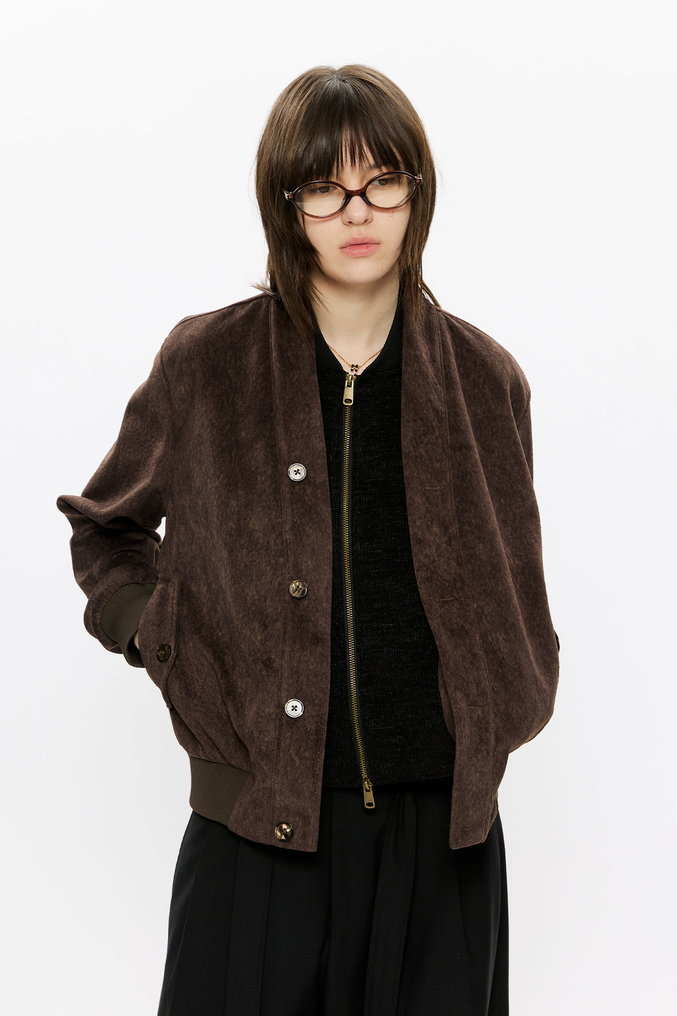 KREATE Faux Layered-Look V-Neck Jacket, premium urban and streetwear designers apparel on PROJECTISR.com, KREATE