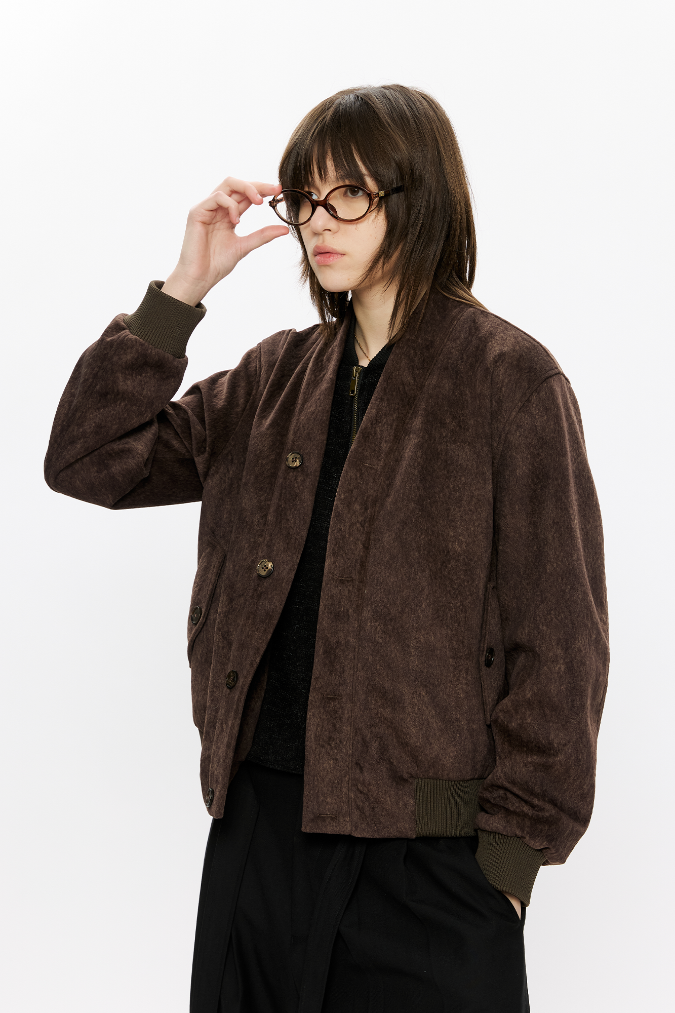 KREATE Faux Layered-Look V-Neck Jacket, premium urban and streetwear designers apparel on PROJECTISR.com, KREATE