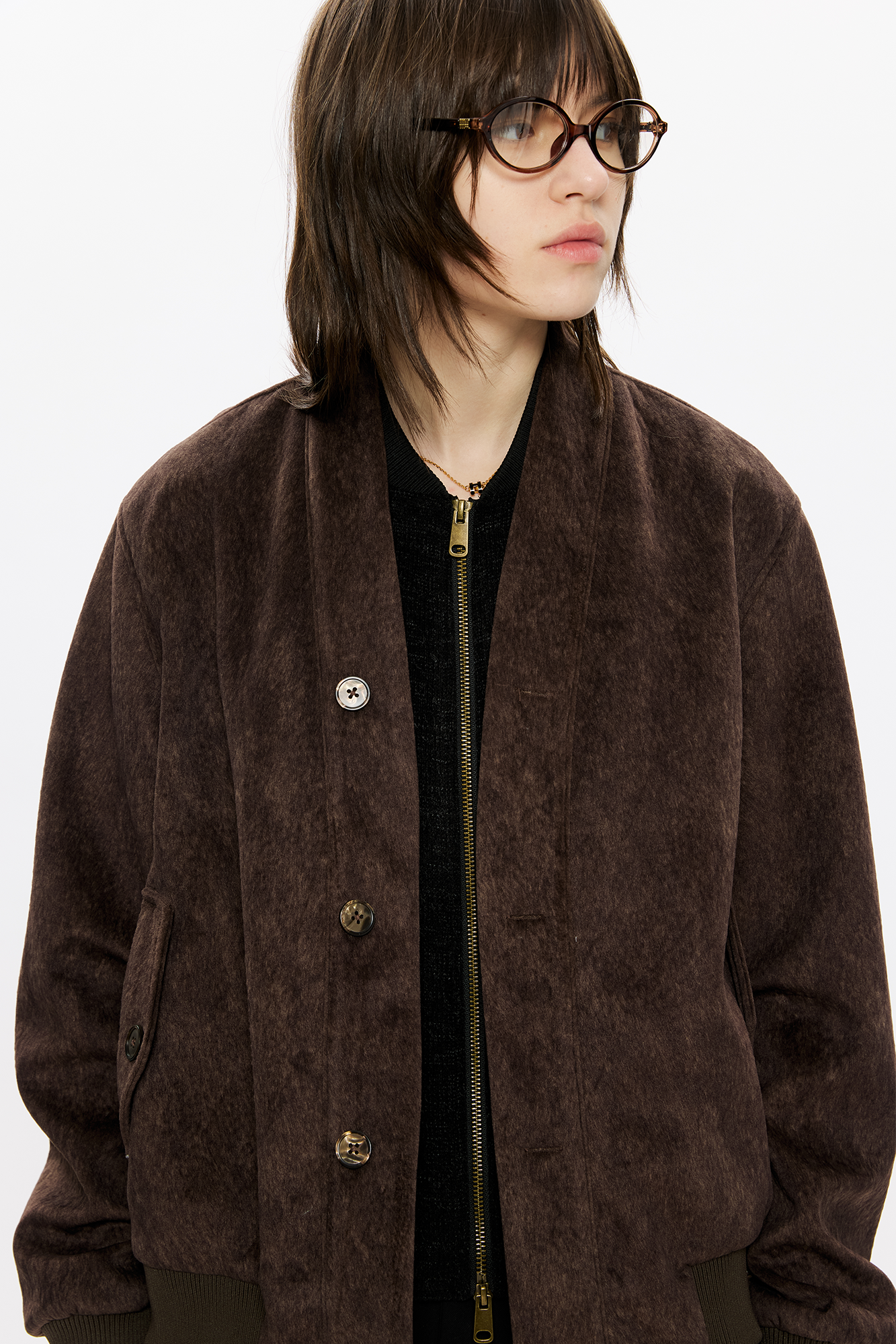 KREATE Faux Layered-Look V-Neck Jacket, premium urban and streetwear designers apparel on PROJECTISR.com, KREATE