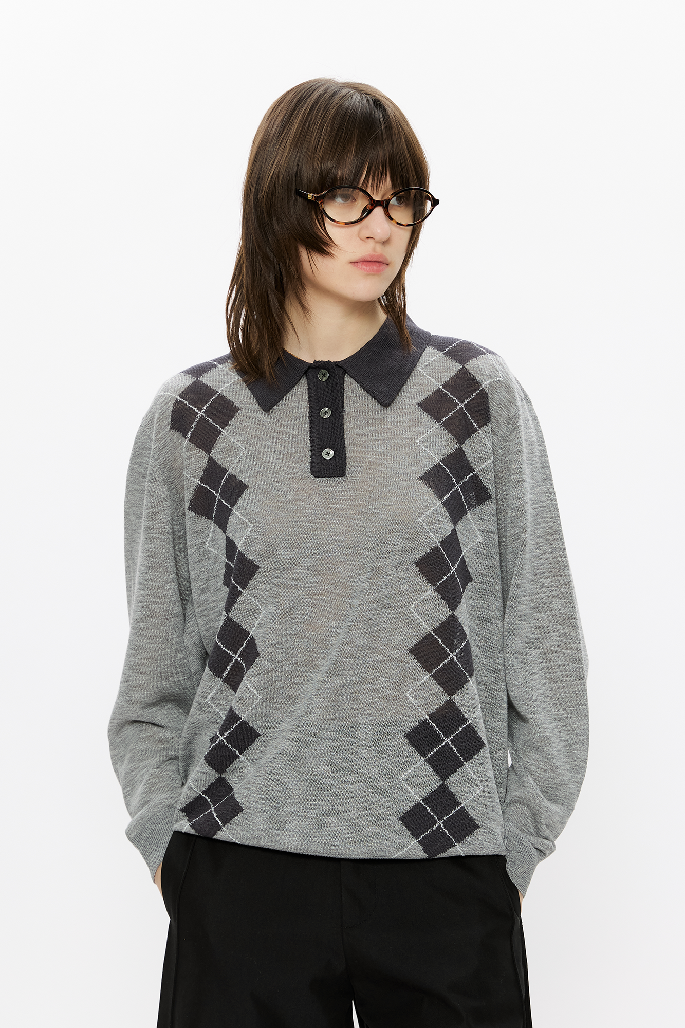 KREATE Retro Argyle Polo Sweater, premium urban and streetwear designers apparel on PROJECTISR.com, KREATE