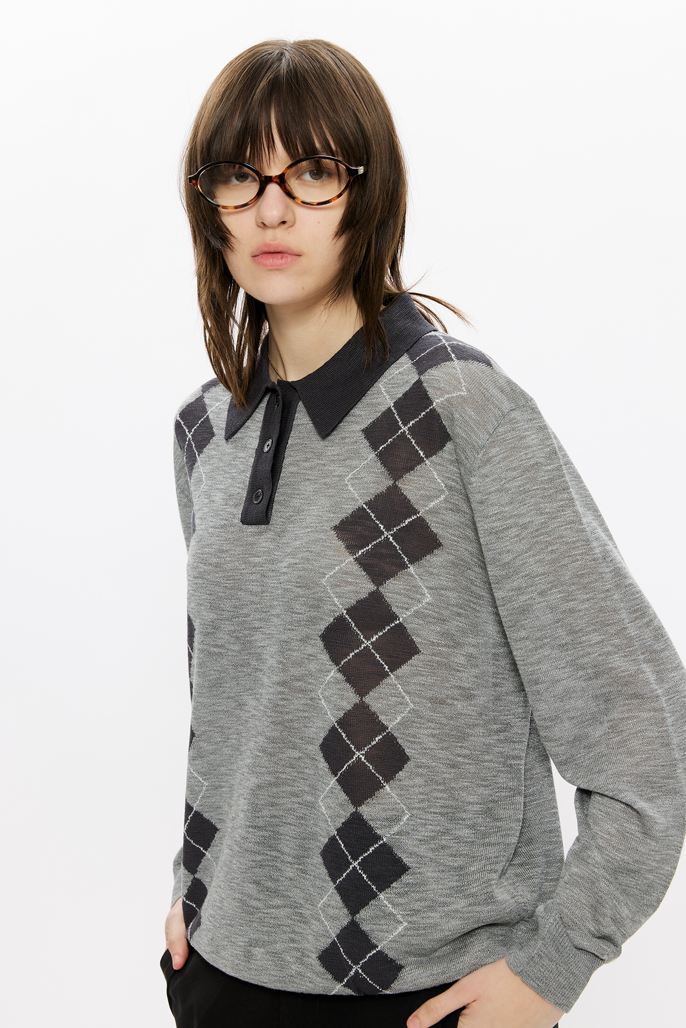KREATE Retro Argyle Polo Sweater, premium urban and streetwear designers apparel on PROJECTISR.com, KREATE