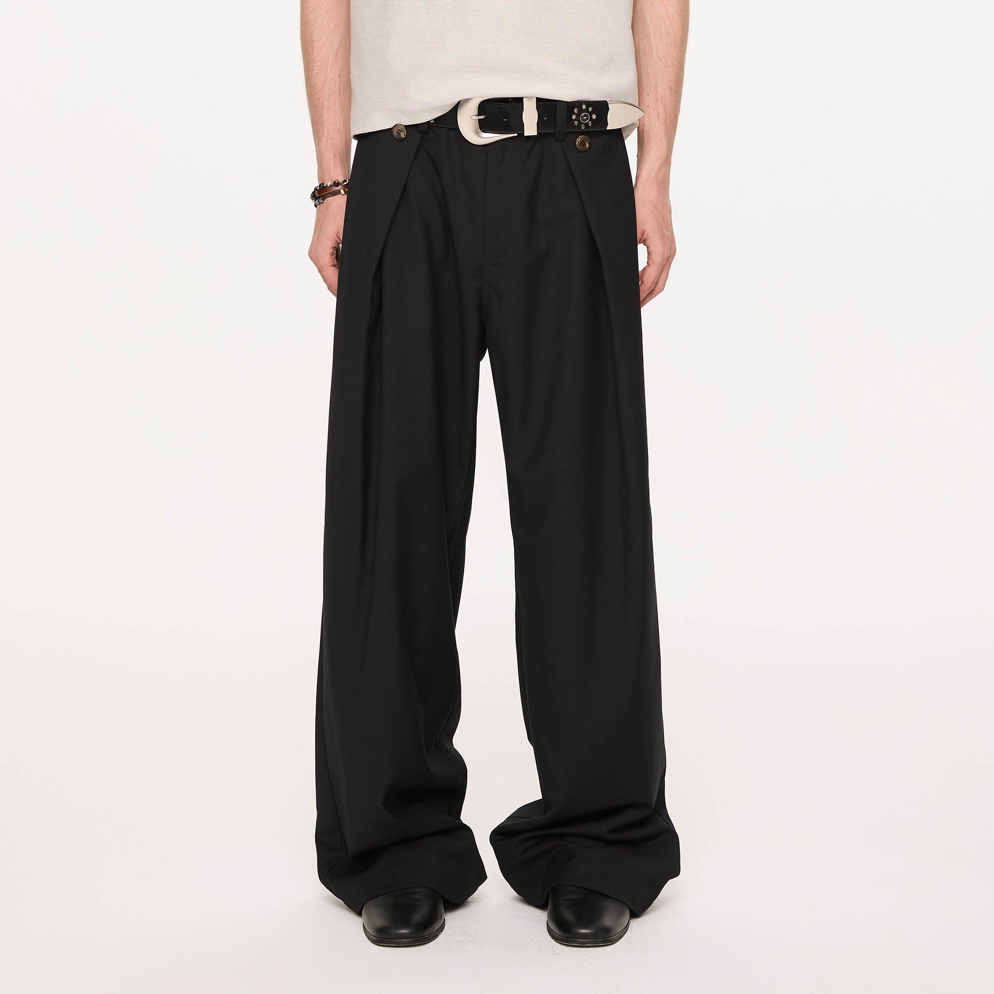 KREATE Inverted Pleats Wide-Leg Trousers