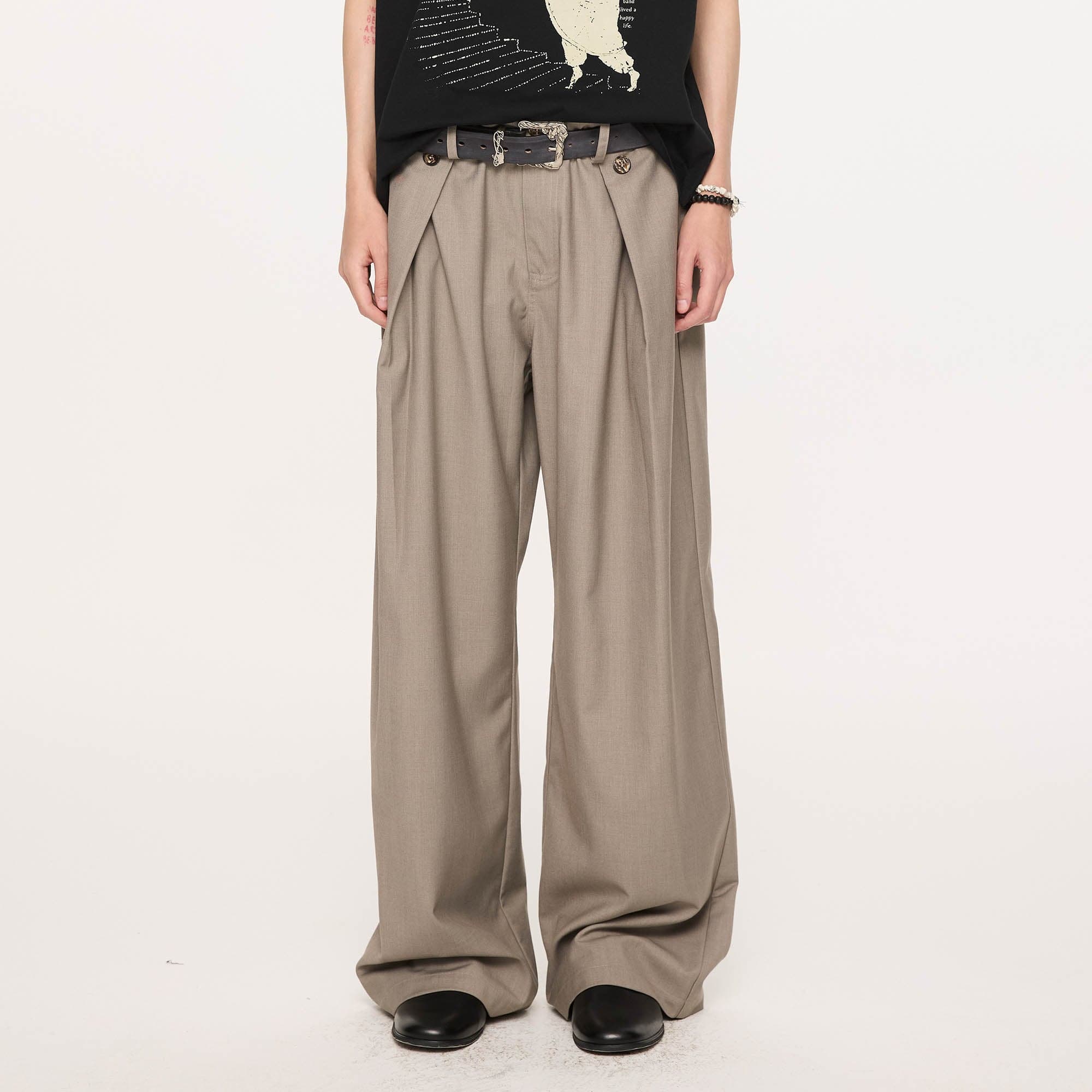 KREATE Inverted Pleats Wide-Leg Trousers