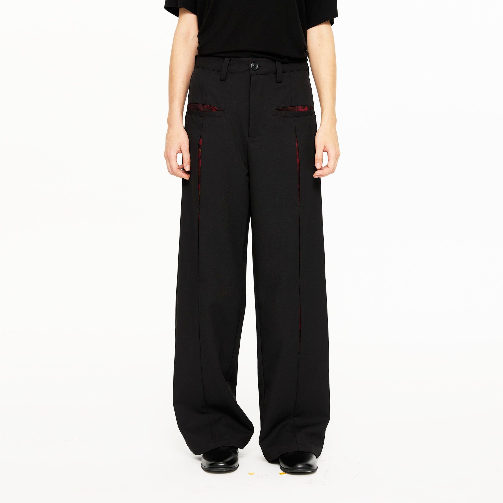 KREATE Floral Insert Slit Straight-Leg Trousers, premium urban and streetwear designers apparel on PROJECTISR.com, KREATE